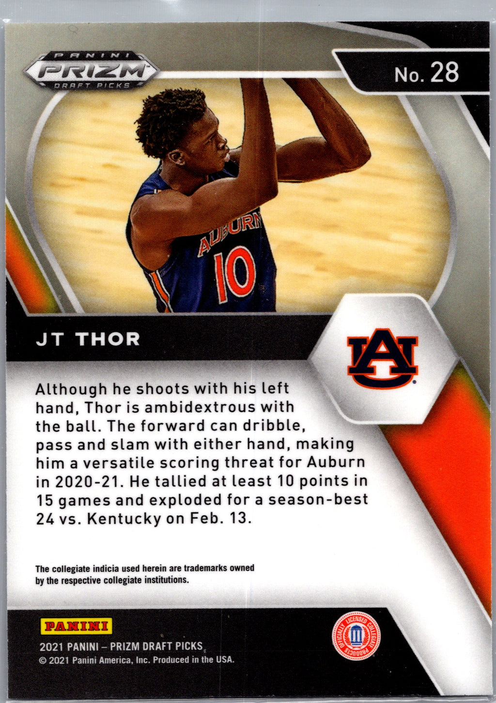 2021 Panini Prizm Draft Picks JT Thor #28 RC