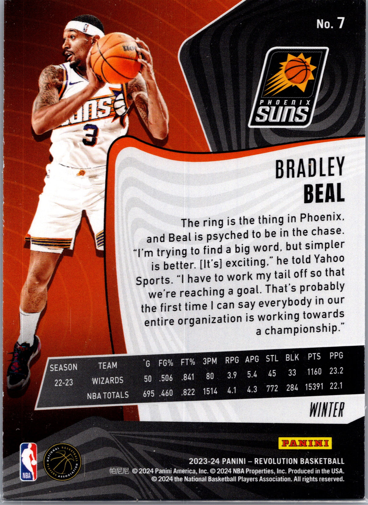 2024 Panini Revolution Winter Bradley Beal #7 Winter