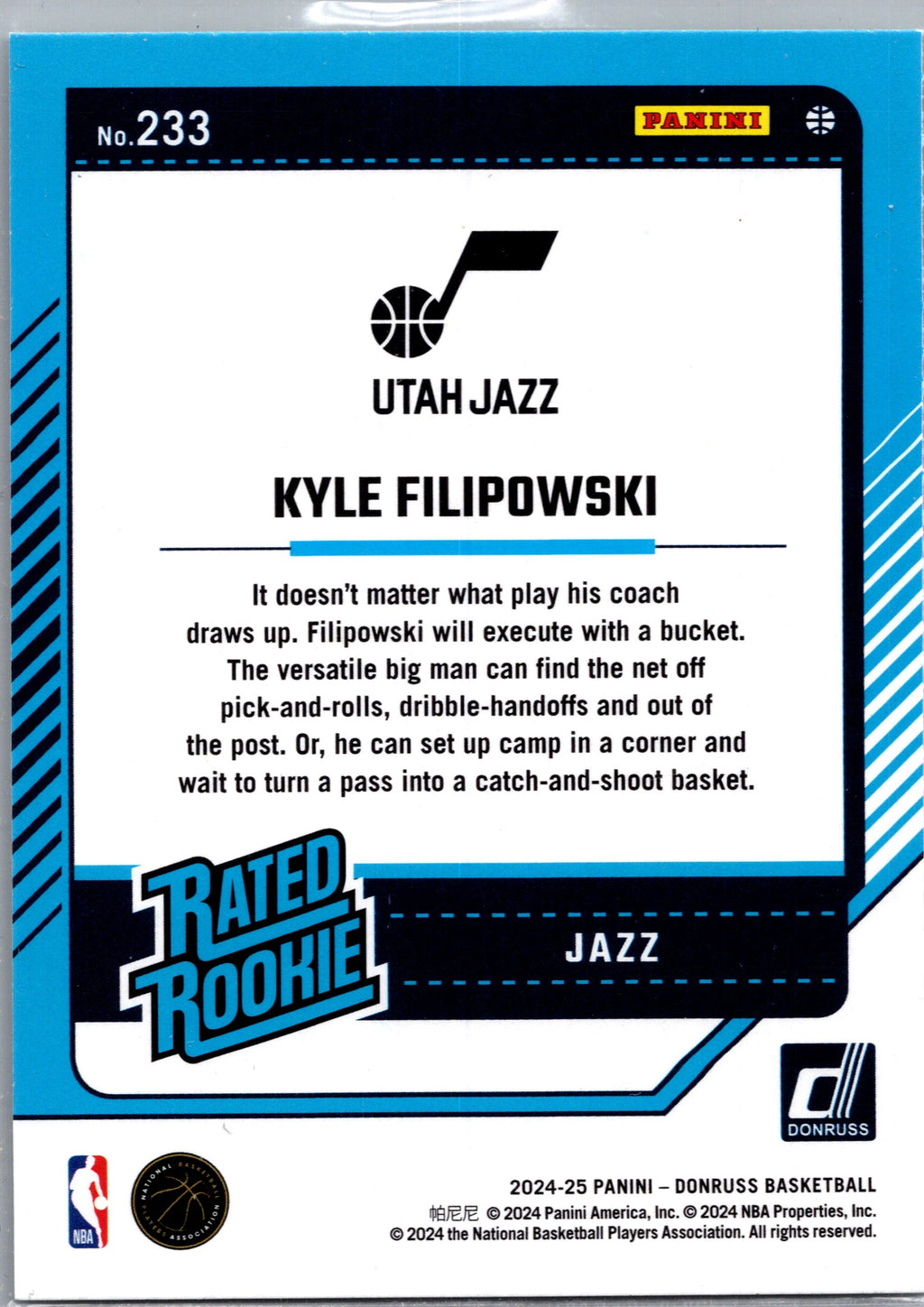 2024 Donruss Kyle Filipowski #233 Green Laser