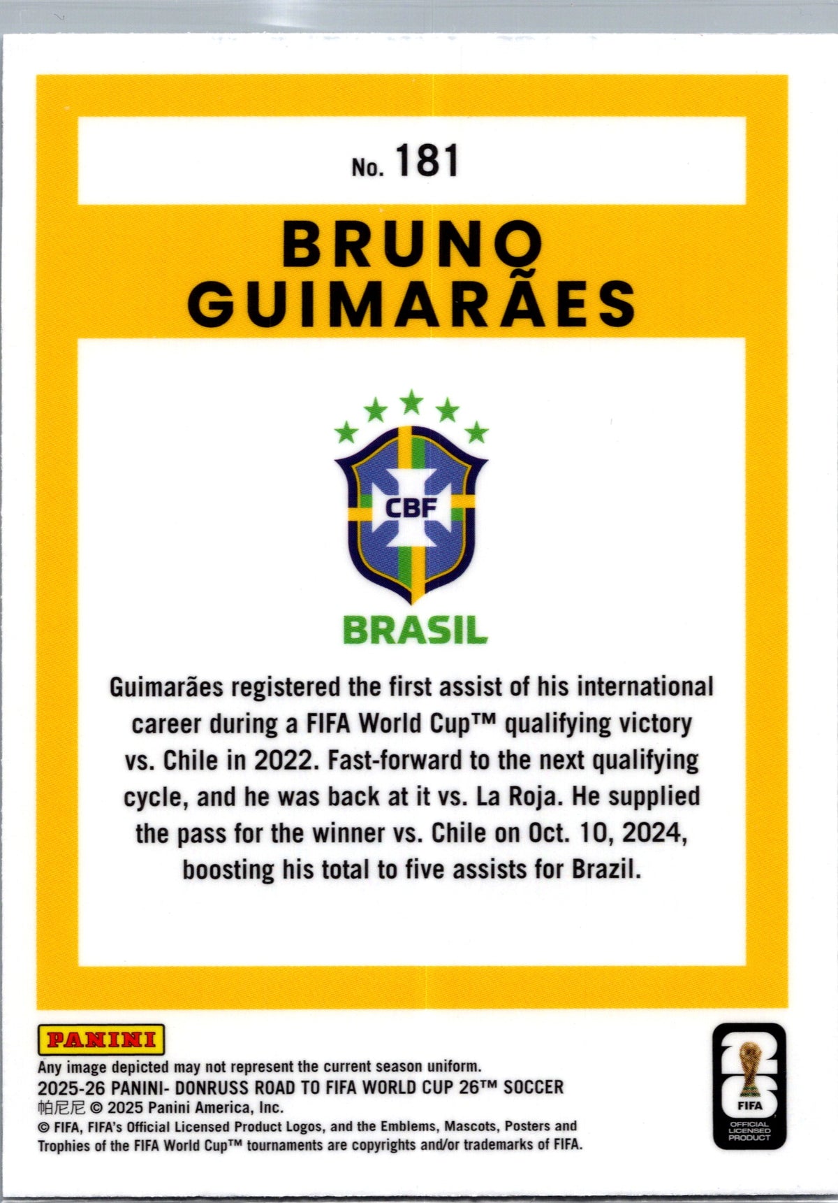2025 Panini Donruss Road to FIFA World Cup Donruss Optic Bruno Guimarães #181