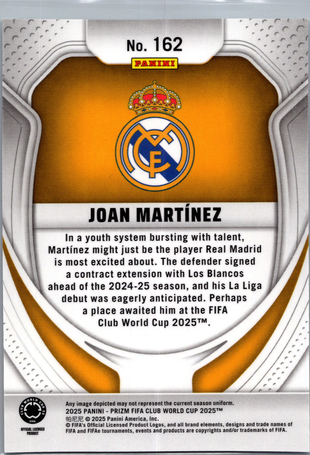 2025 Panini Prizm FIFA Club World Cup Joan Martínez #162 RC