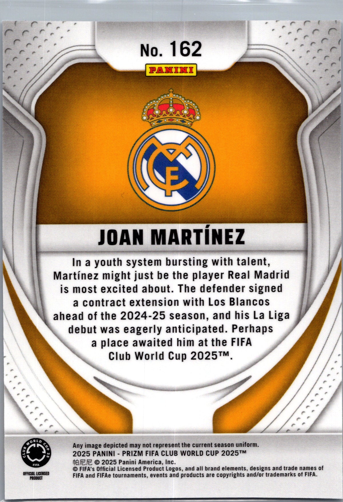 2025 Panini Prizm FIFA Club World Cup Joan Martínez #162 RC