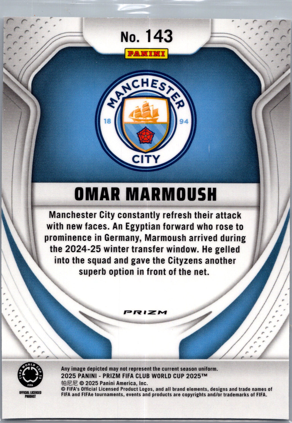 2025 Panini Prizm FIFA Club World Cup Omar Marmoush #143 Silver