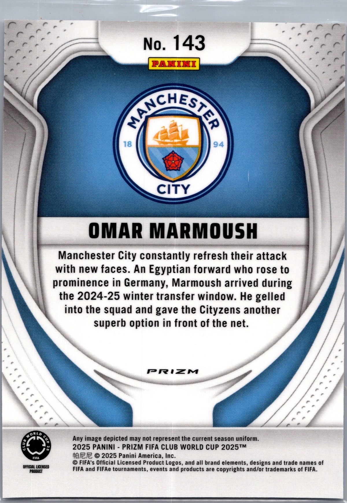 2025 Panini Prizm FIFA Club World Cup Omar Marmoush #143 Silver