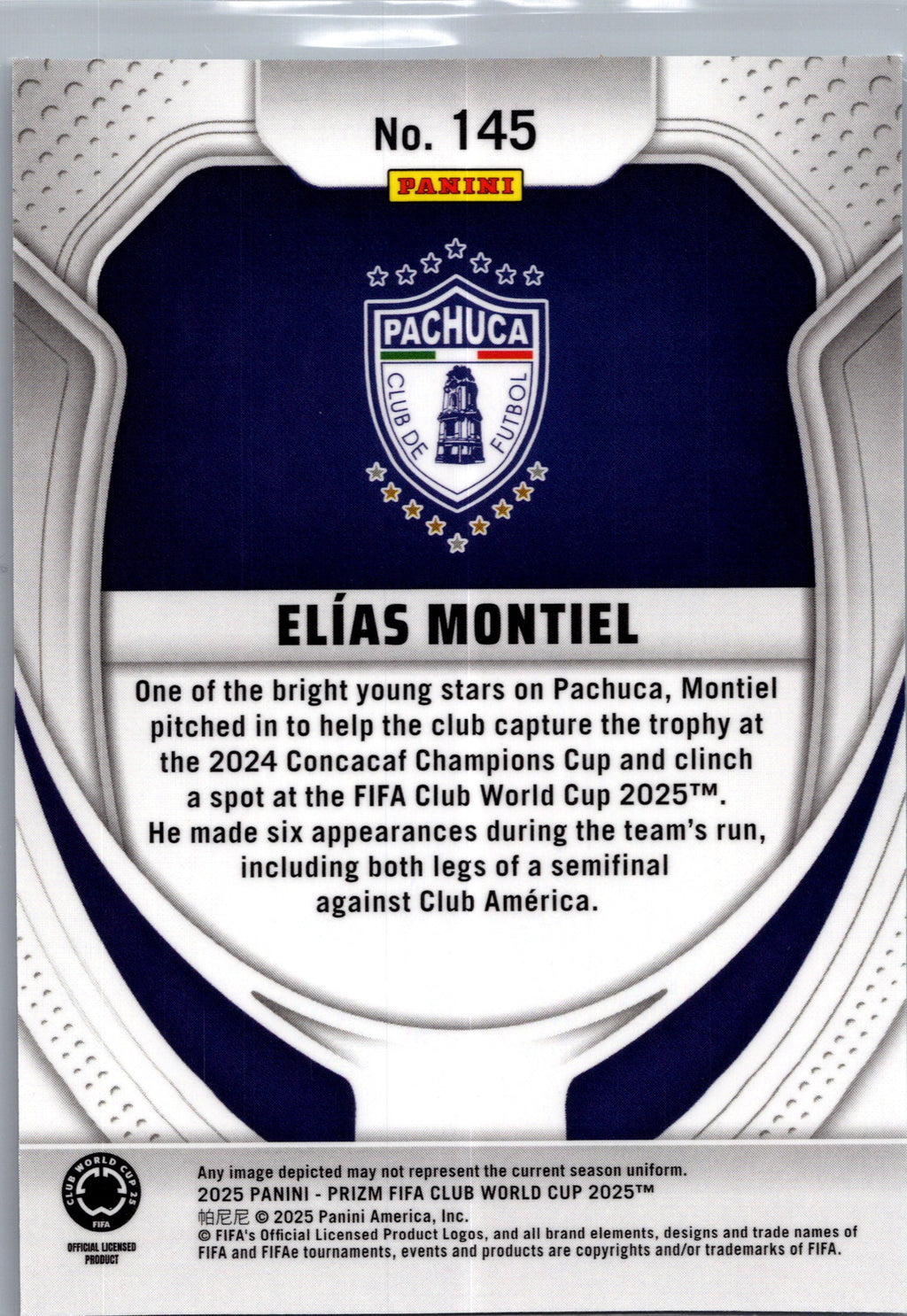 2025 Panini Prizm FIFA Club World Cup Elías Montiel #145 RC