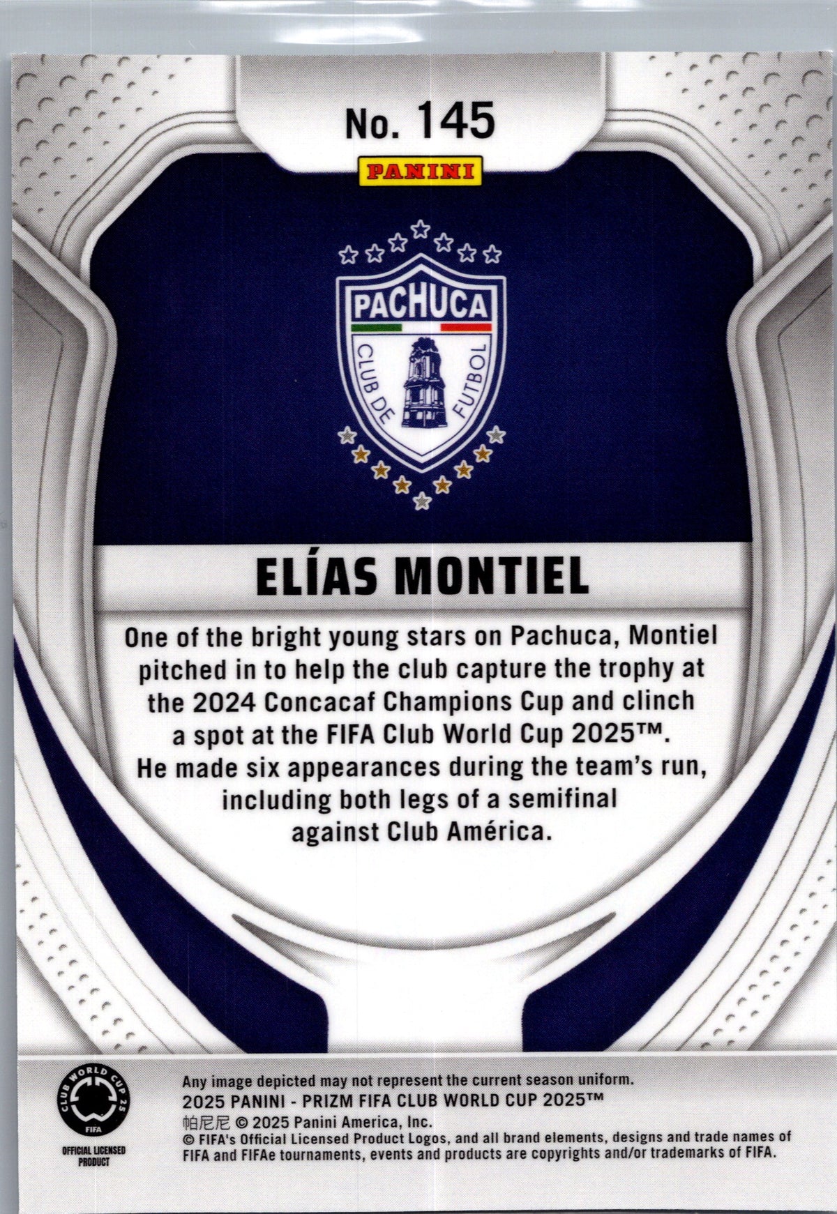 2025 Panini Prizm FIFA Club World Cup Elías Montiel #145 RC