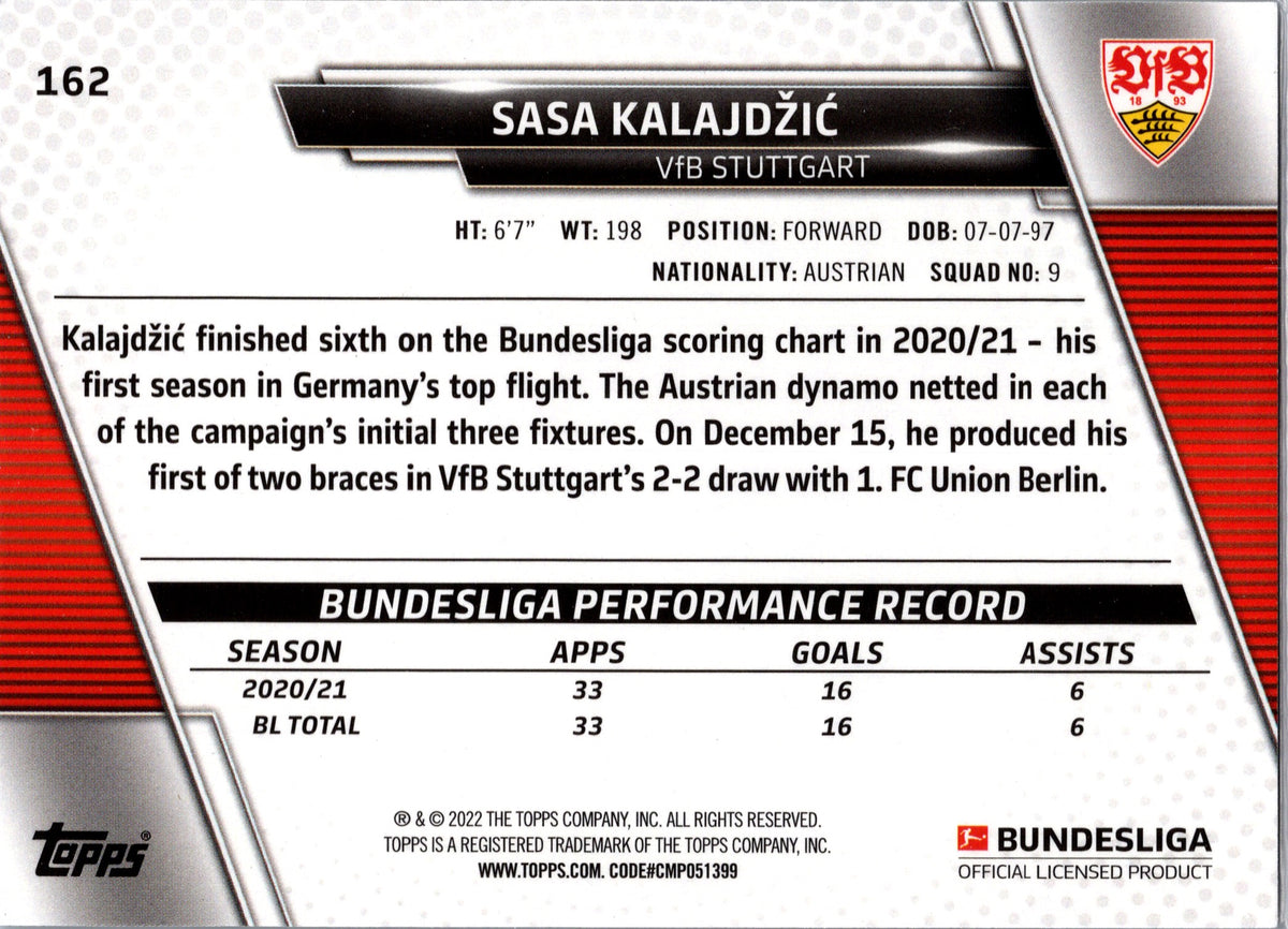 2022 Topps Bundesliga Saša Kalajdžić #162 Sparkle Foil