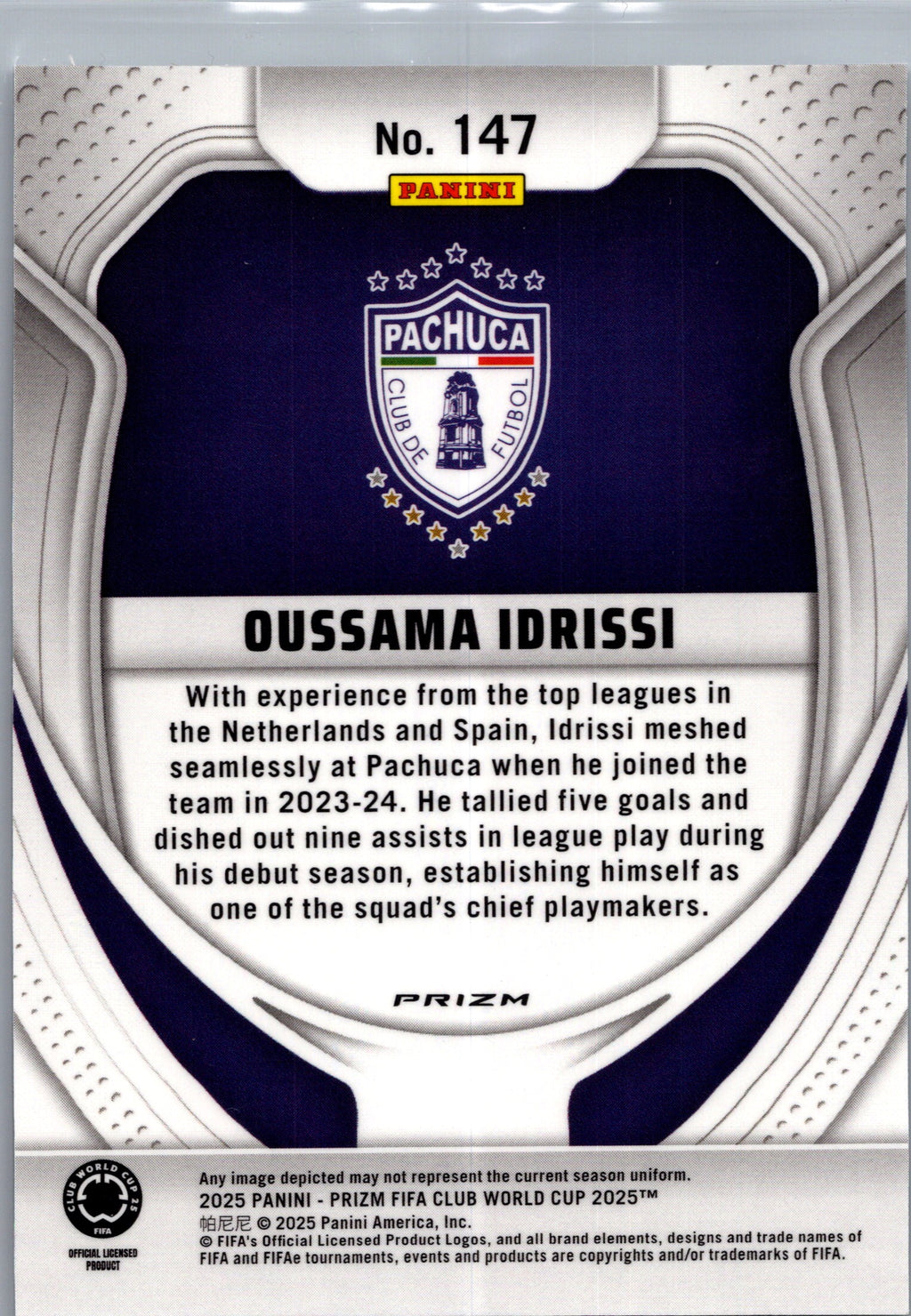 2025 Panini Prizm FIFA Club World Cup Oussama Idrissi #147 Seismic RC
