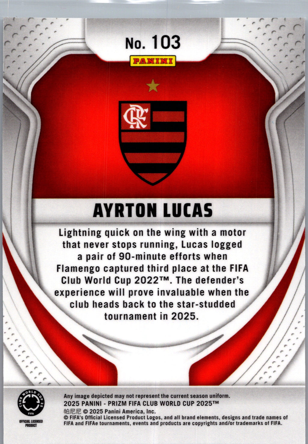 2025 Panini Prizm FIFA Club World Cup Ayrton Lucas #103 RC