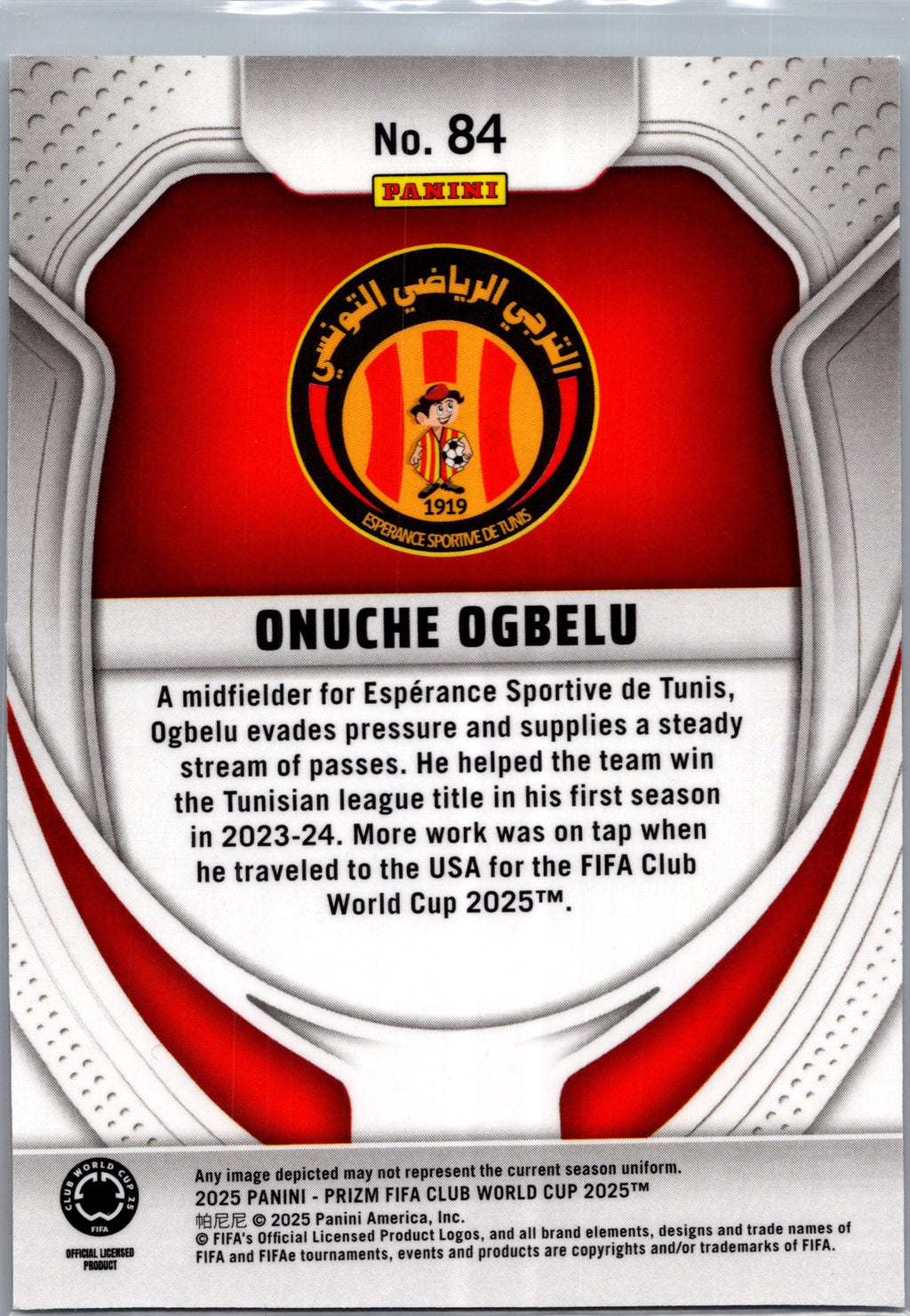 2025 Panini Prizm FIFA Club World Cup Onuche Ogbelu #84 RC
