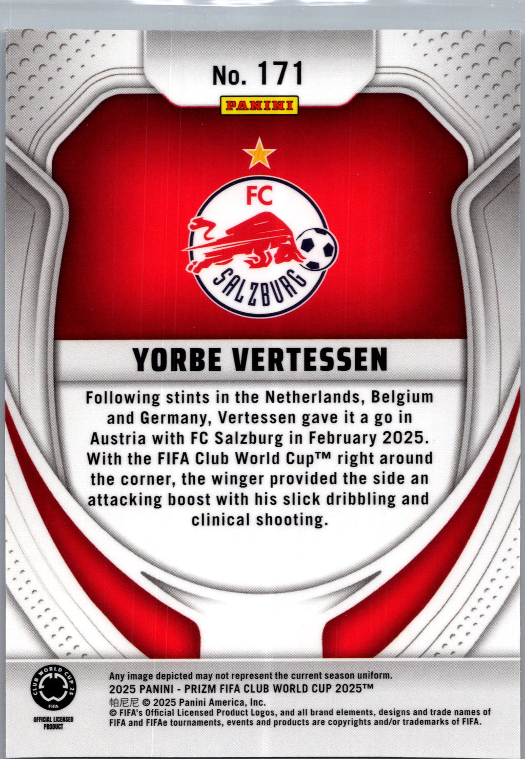 2025 Panini Prizm FIFA Club World Cup Yorbe Vertessen #171