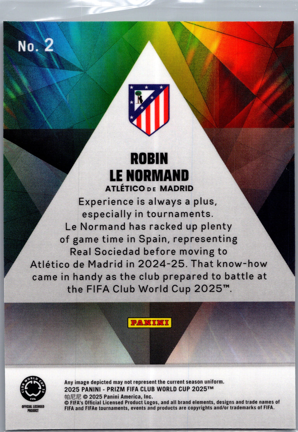 2025 Panini Prizm FIFA Club World Cup Prizmatic Robin Le Normand #2
