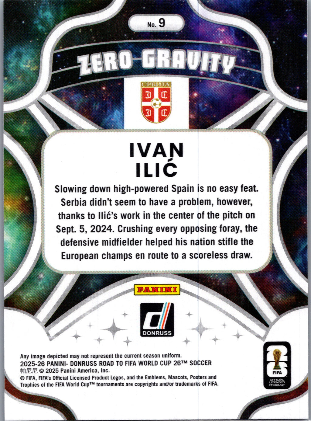 2025 Panini Donruss Road to FIFA World Cup Zero Gravity Ivan Ilić #9 Red Foil