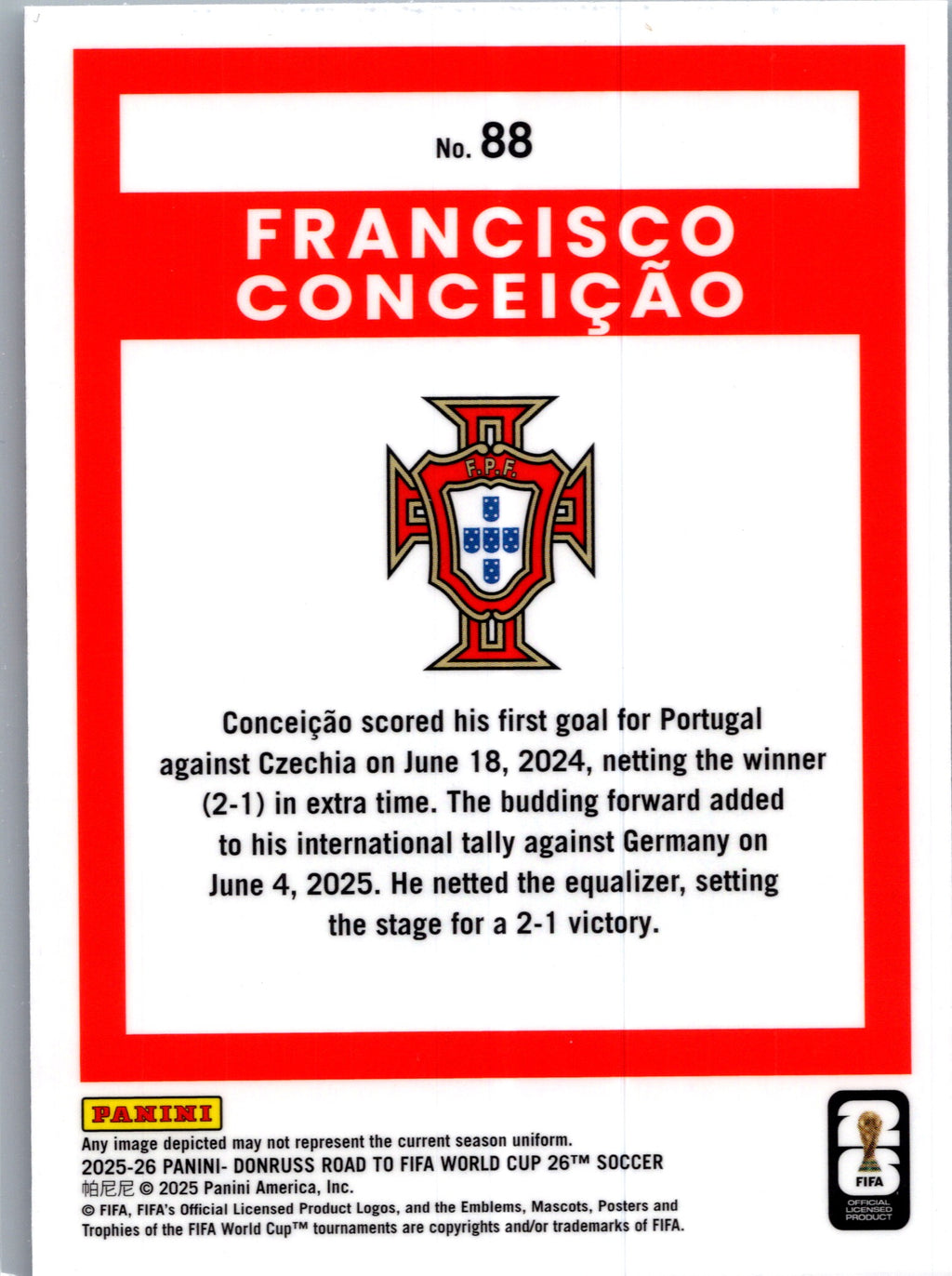 2025 Panini Donruss Optic Road to FIFA World Cup Francisco Conceição #88