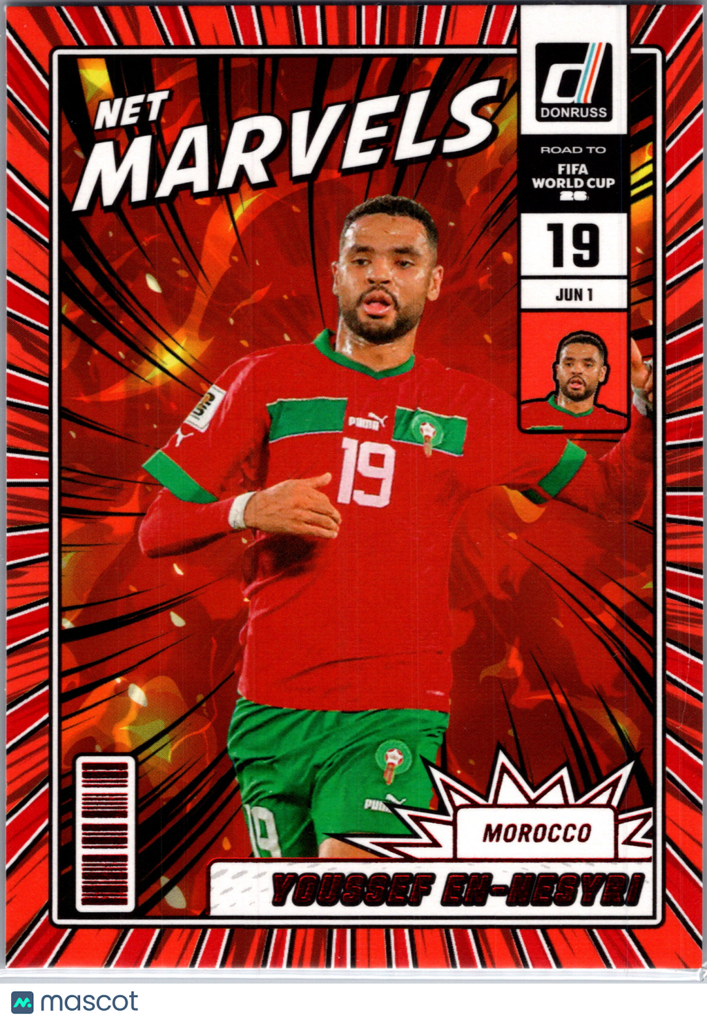 2025  Donruss Road to FIFA World Cup Net Marvels Youssef En-Nesyri #13 Red Foil