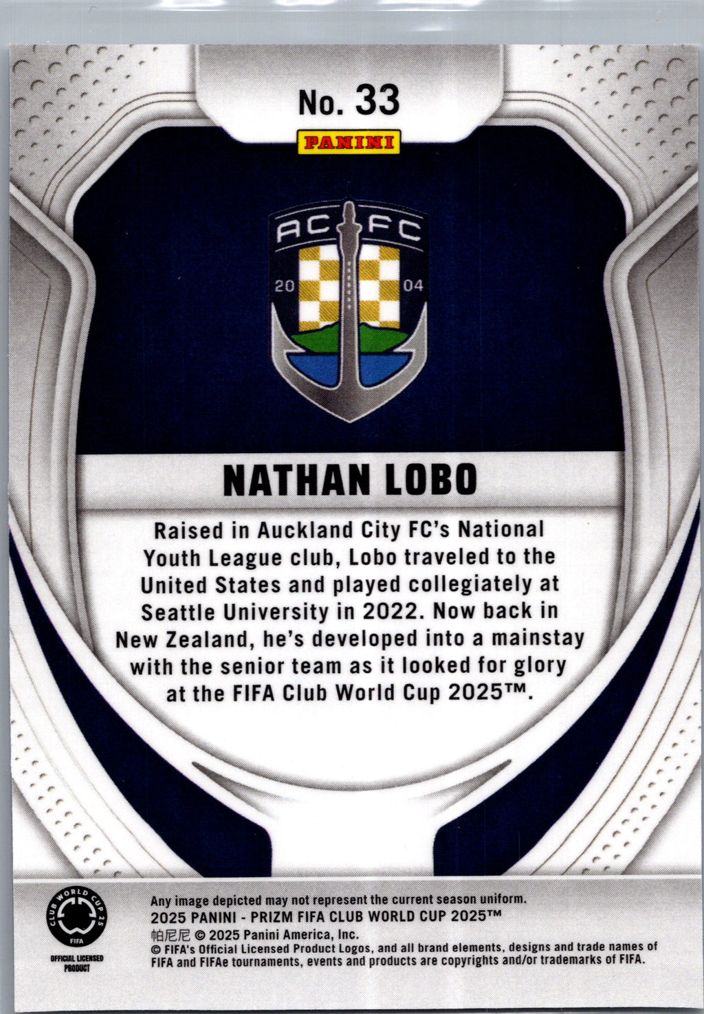 2025 Panini Prizm FIFA Club World Cup Nathan Lobo #33 RC
