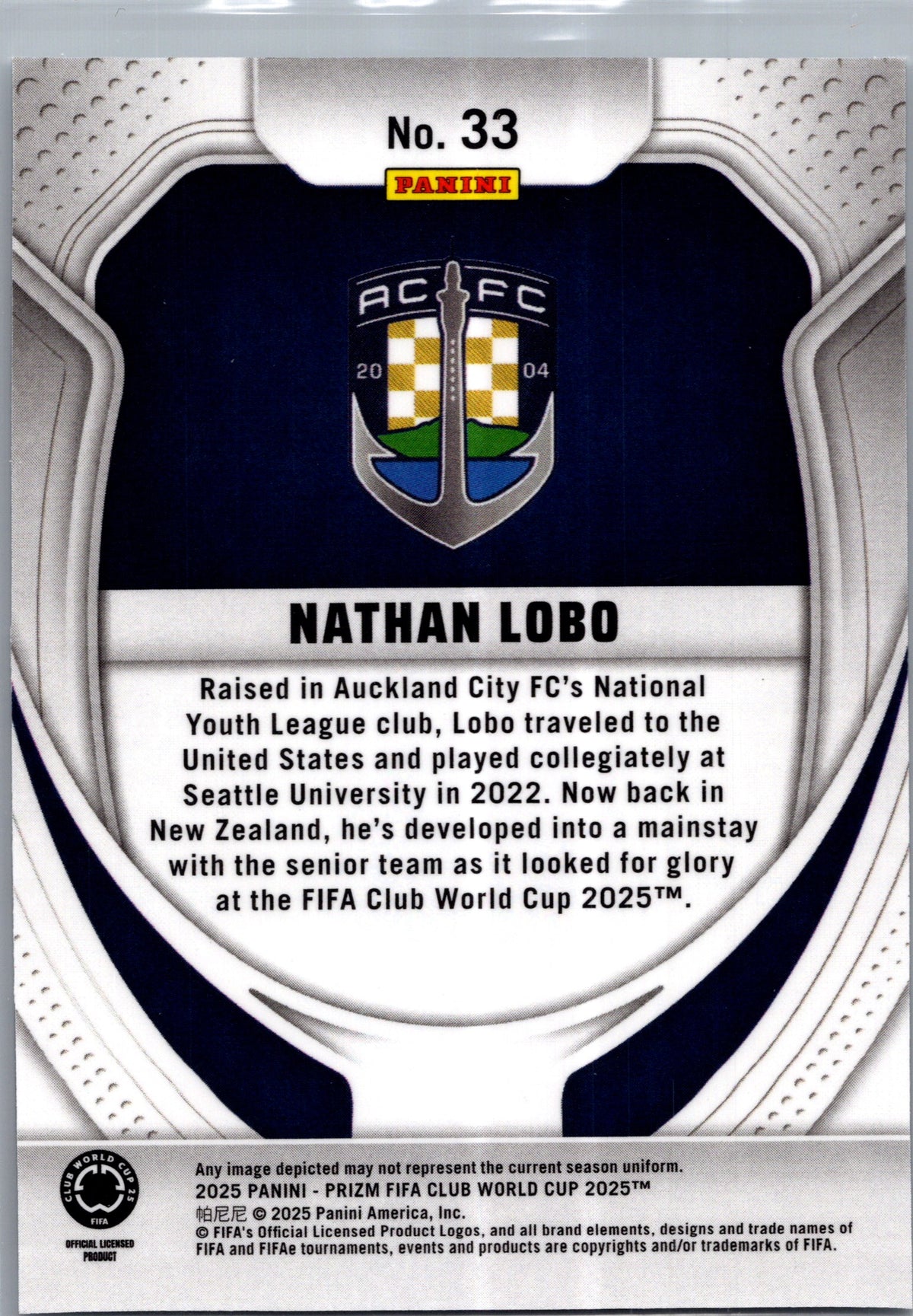 2025 Panini Prizm FIFA Club World Cup Nathan Lobo #33 RC