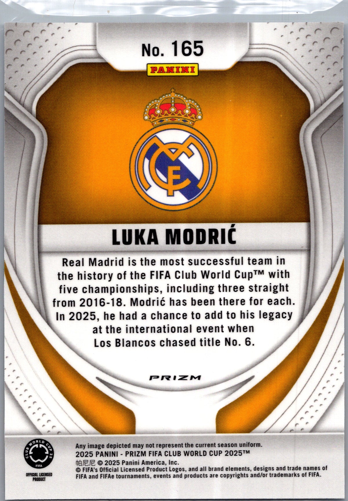 2025 Panini Prizm FIFA Club World Cup Luka Modrić #165 Seismic