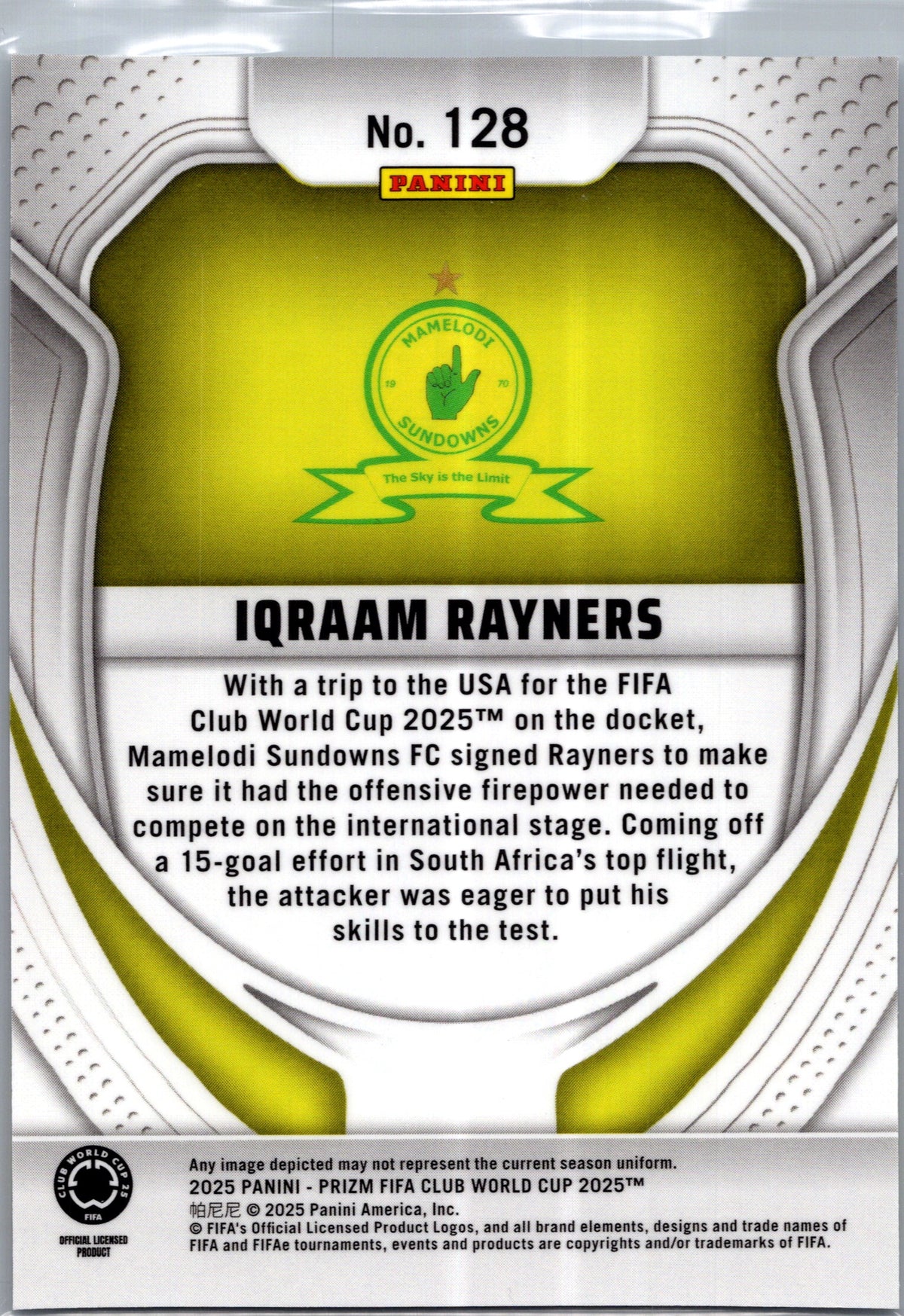 2025 Panini Prizm FIFA Club World Cup Iqraam Rayners #128 RC