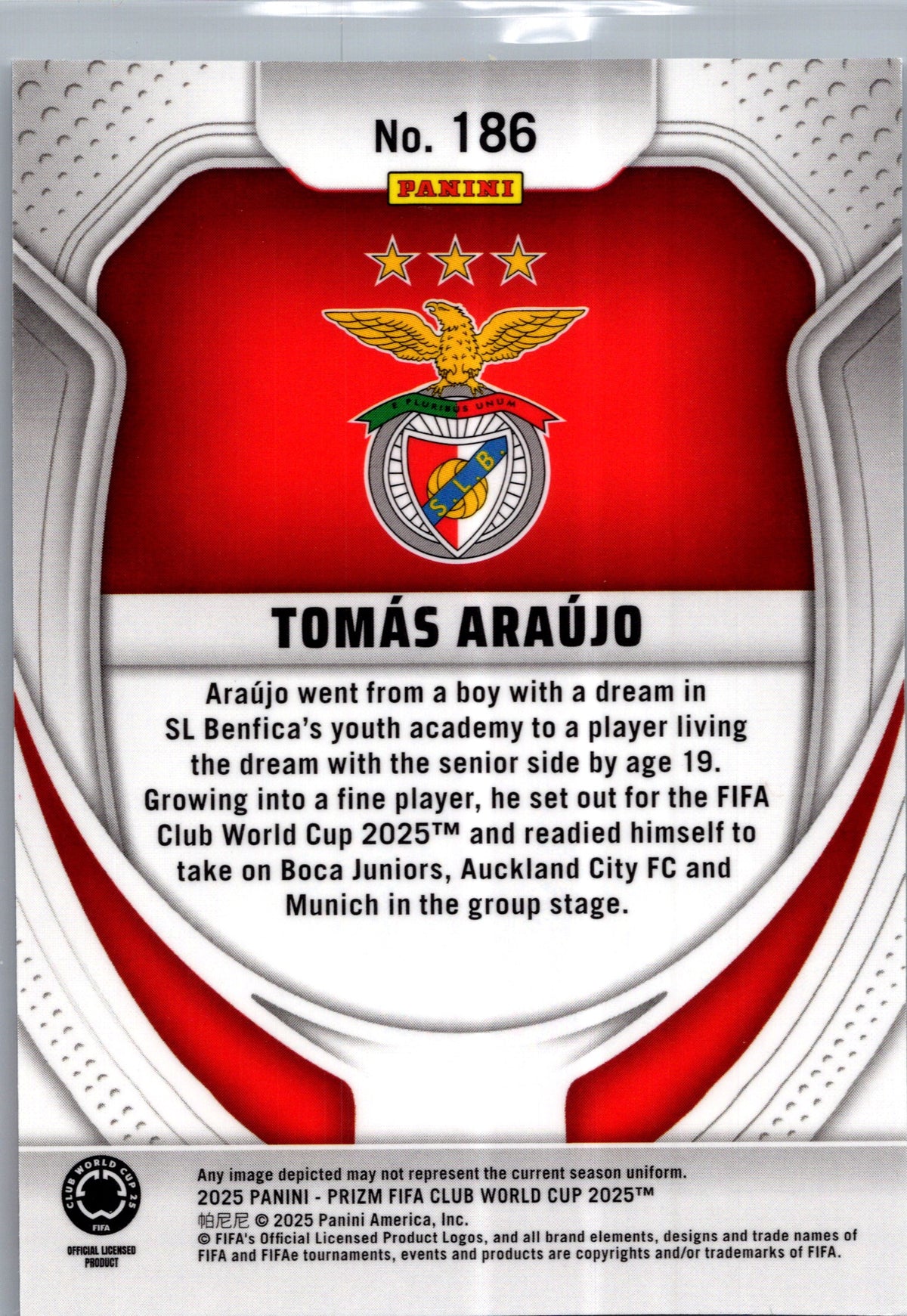 2025 Panini Prizm FIFA Club World Cup Tomás Araújo #186 RC