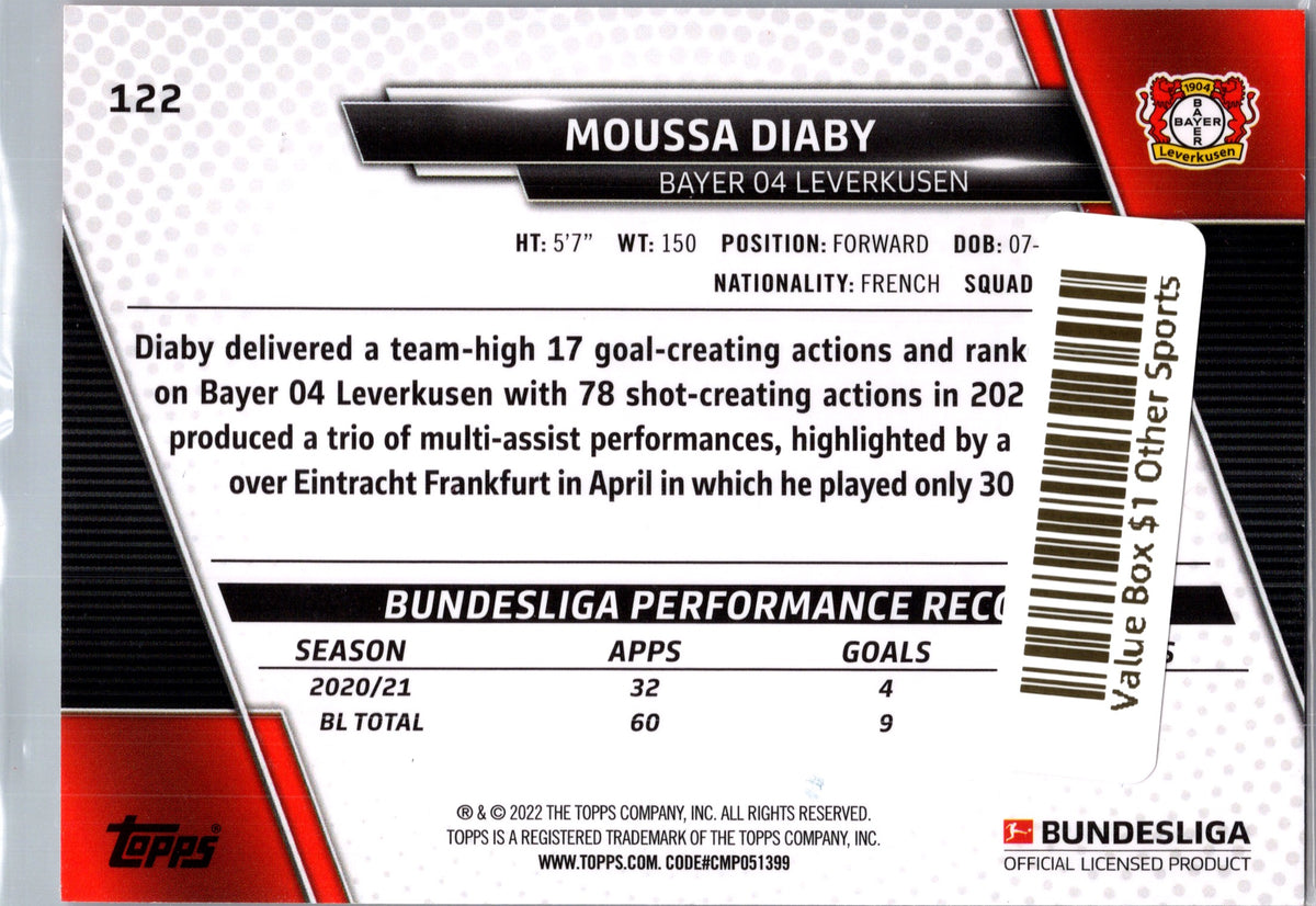 2022 Topps Bundesliga Moussa Diaby #122