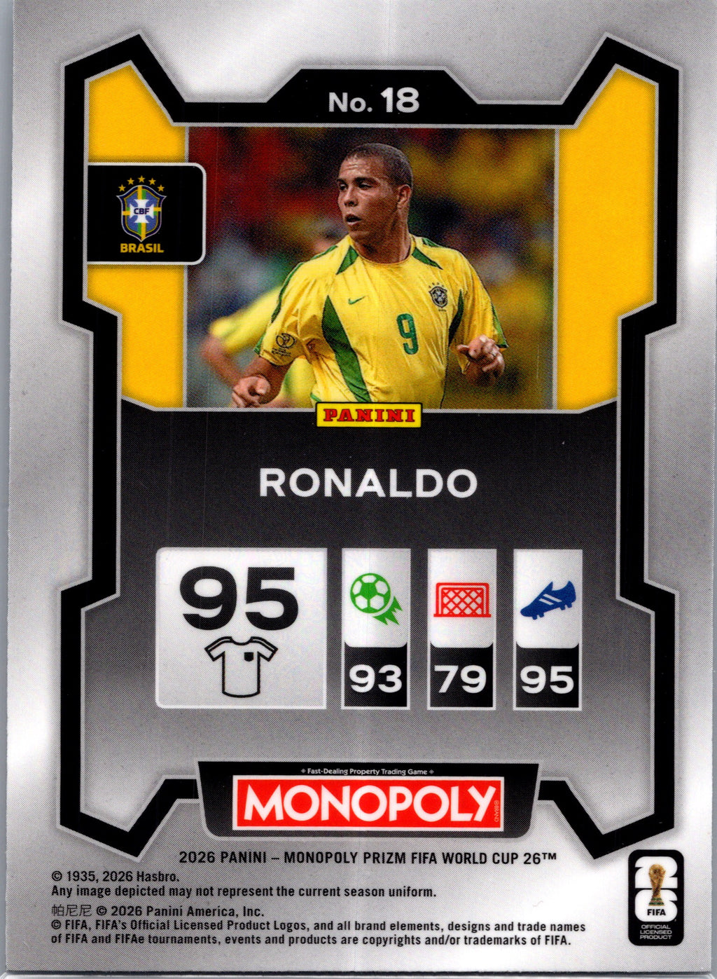 2026 Panini Monopoly Prizm FIFA World Cup 26 Ronaldo #18
