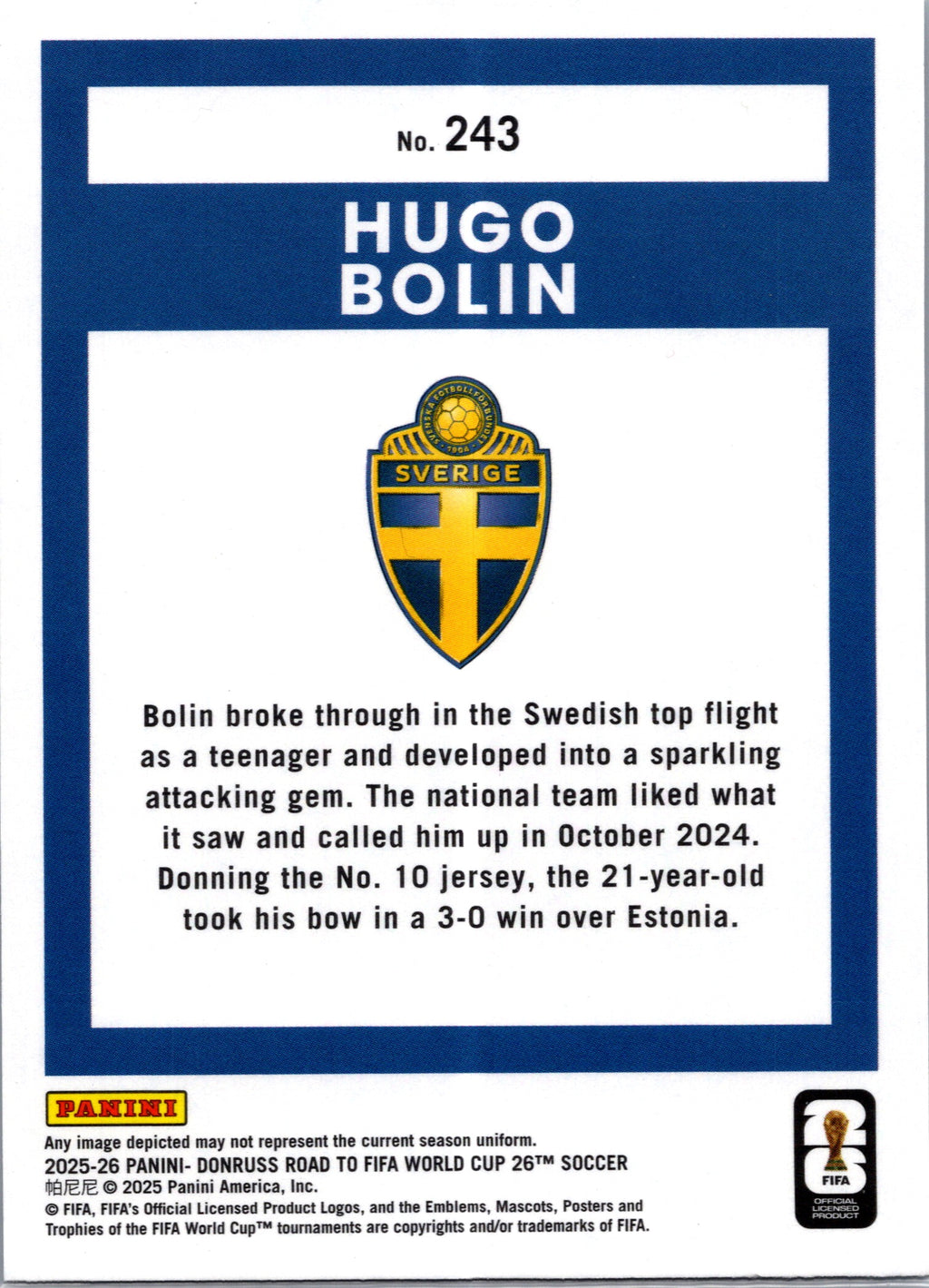 2025 Panini Donruss Road to FIFA World Cup Hugo Bolin #243 Silver Diamond