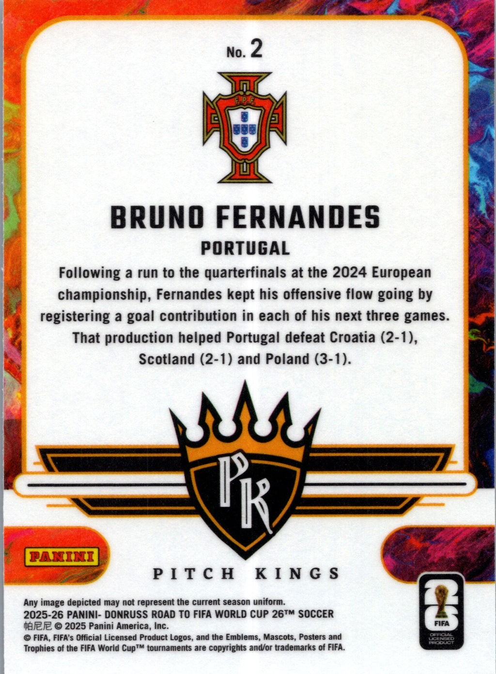 2025 Panini Donruss Road to FIFA World Cup Pitch Kings Bruno Fernandes #2
