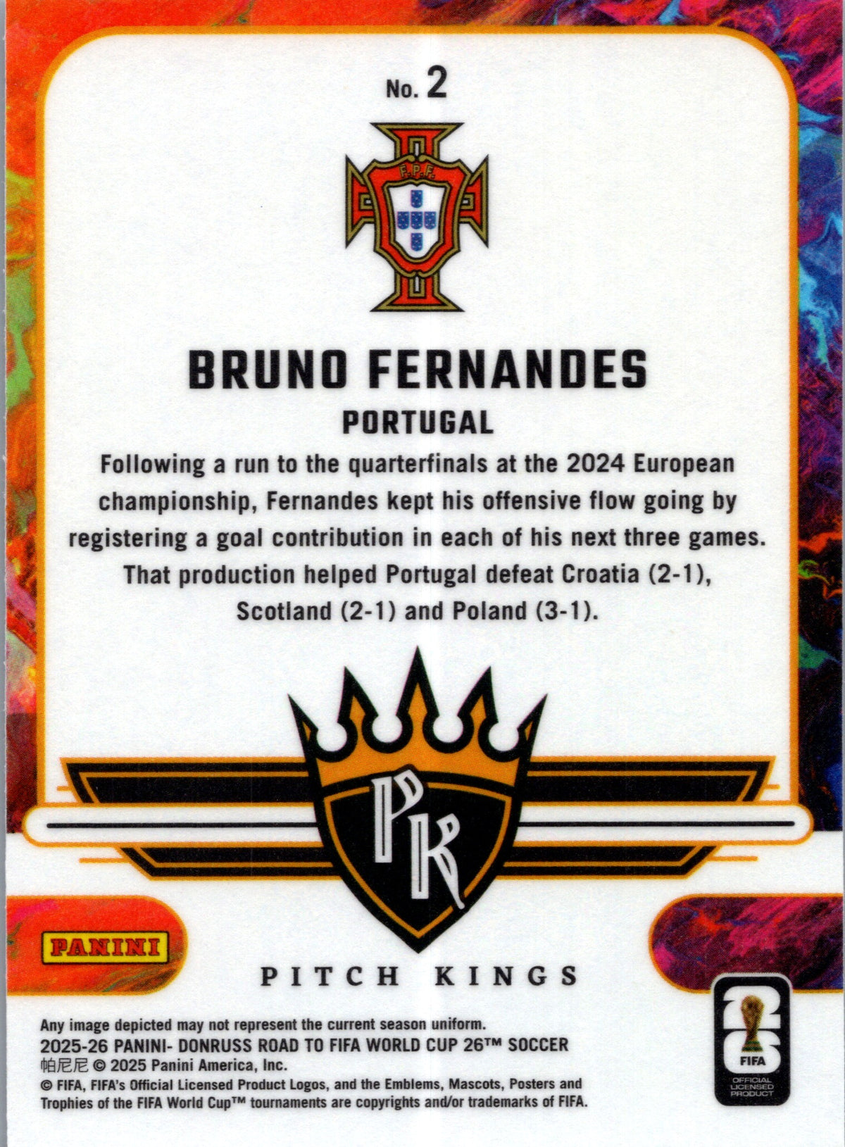 2025 Panini Donruss Road to FIFA World Cup Pitch Kings Bruno Fernandes #2