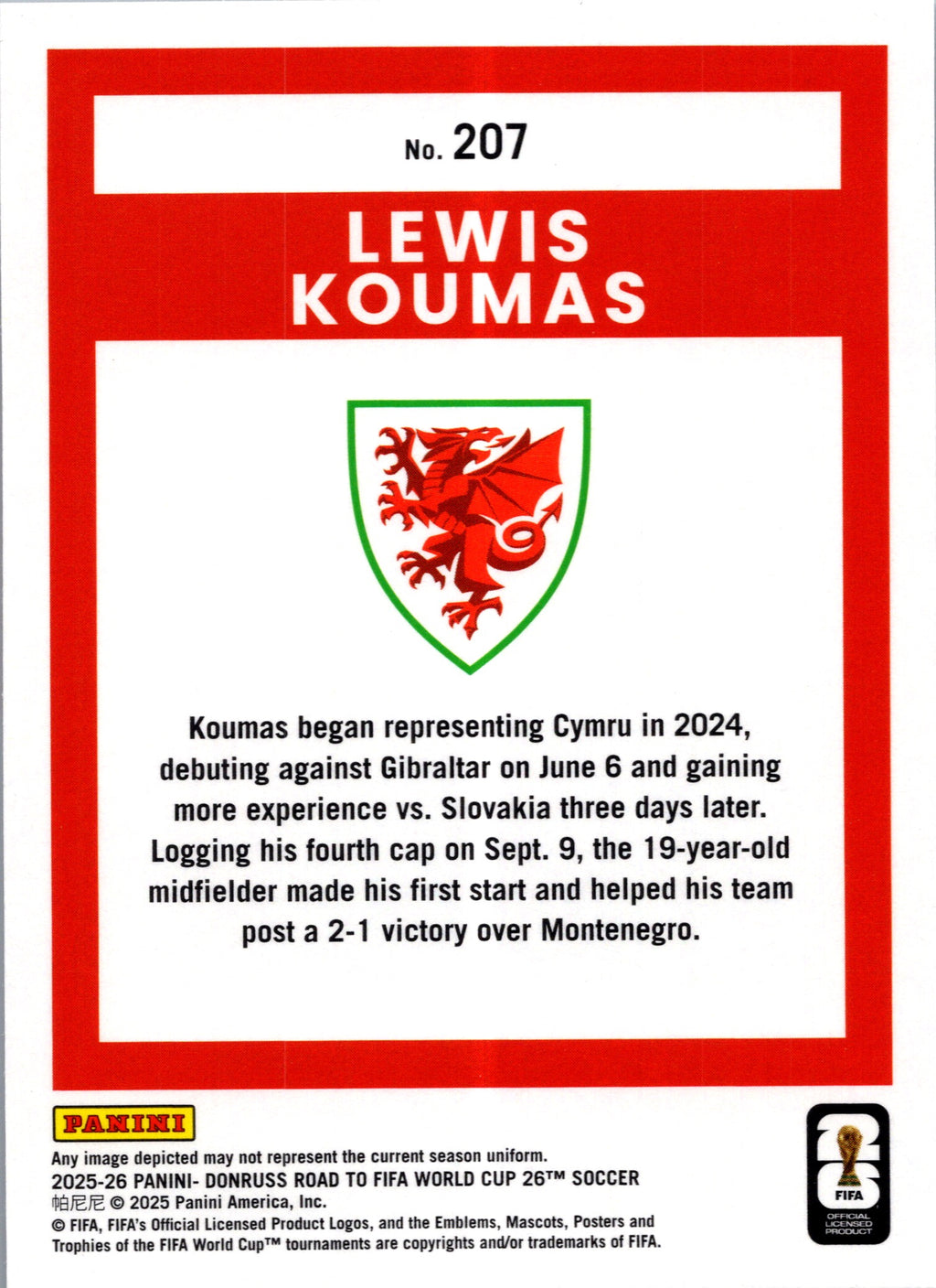 2025 Panini Donruss Road to FIFA World Cup 26 Soccer Lewis Koumas #207