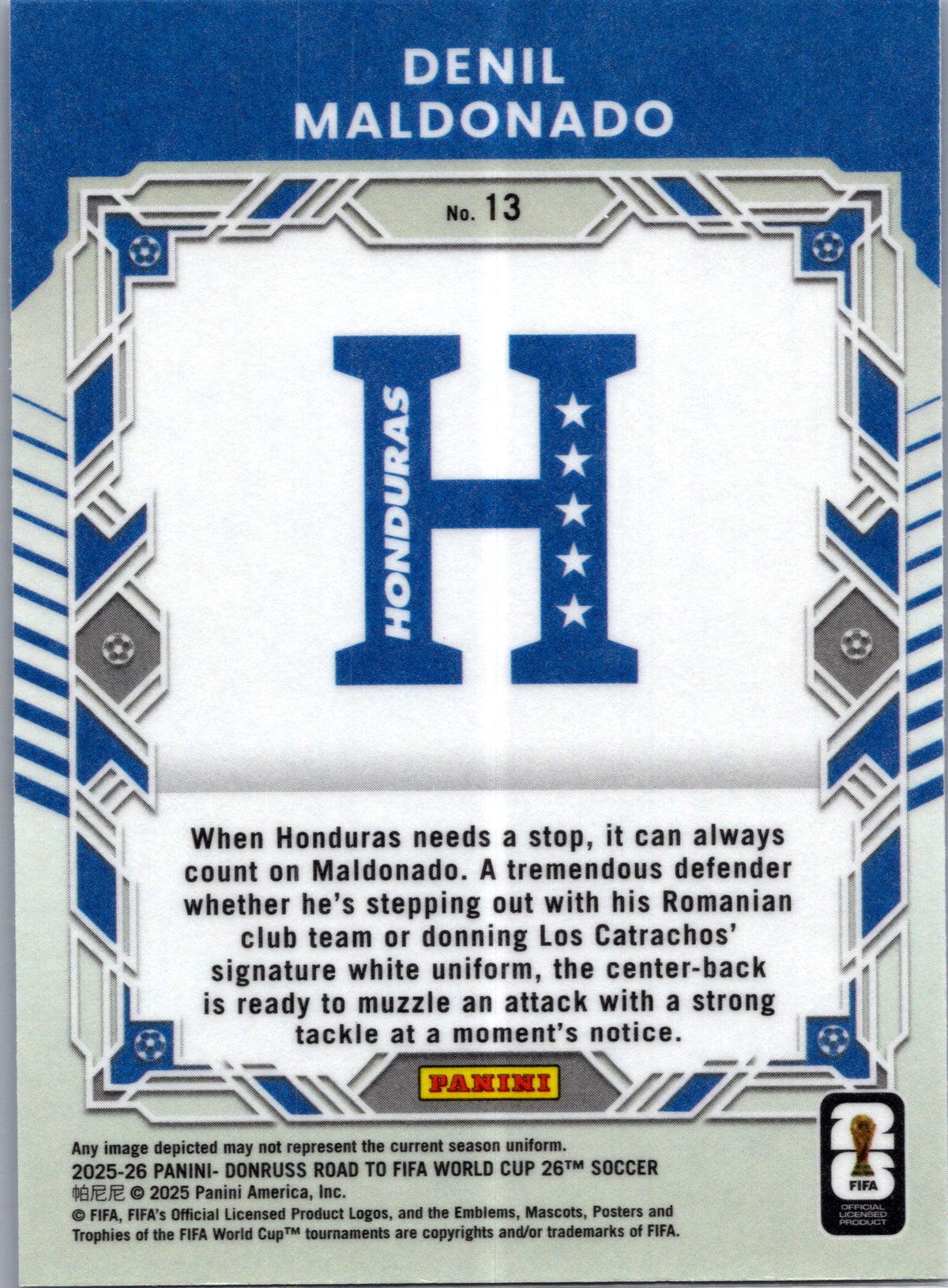2025 Panini Donruss Road to FIFA World Cup Denil Maldonado #13 Elite Series