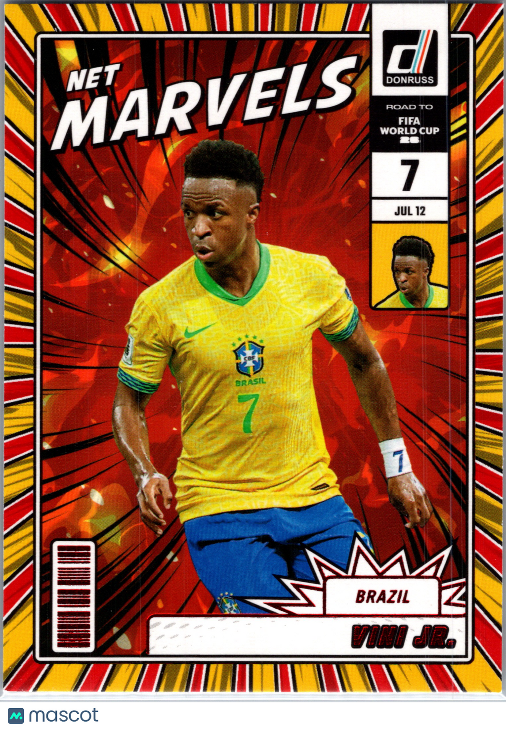 2025 Panini Donruss Road to FIFA World Cup Net Marvels Vini Jr. Vinicius Junior #18 Red Foil