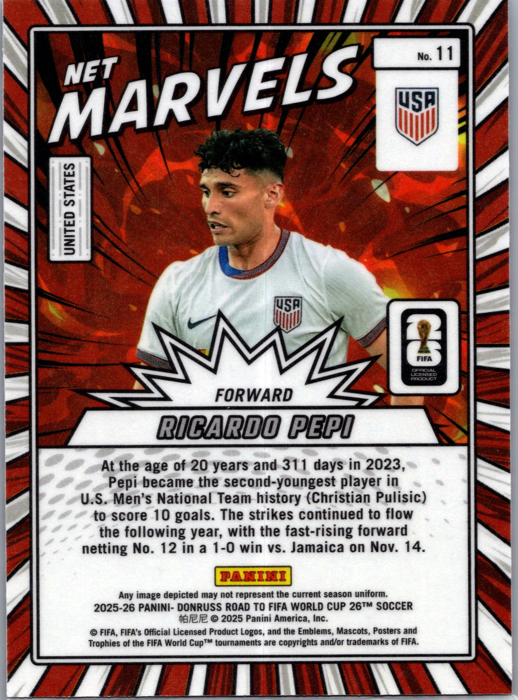 2025 Panini Donruss Road to FIFA World Cup Net Marvels Ricardo Pepi #11