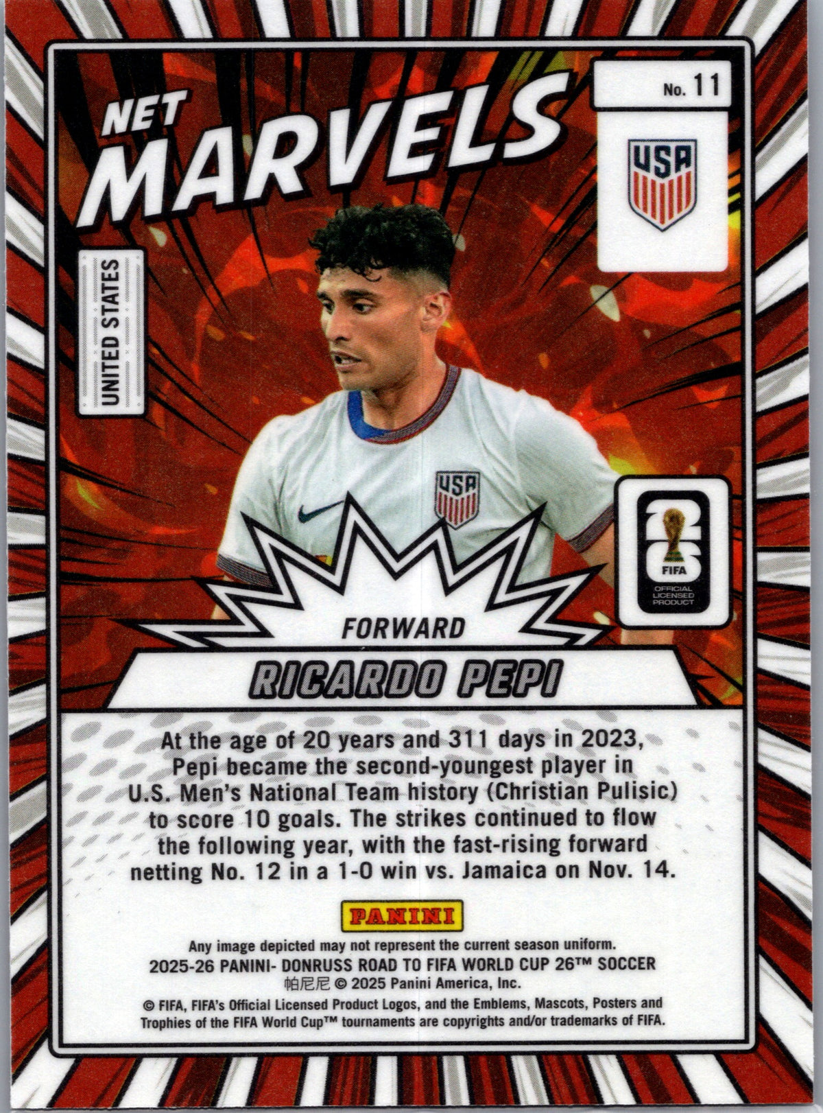 2025 Panini Donruss Road to FIFA World Cup Net Marvels Ricardo Pepi #11