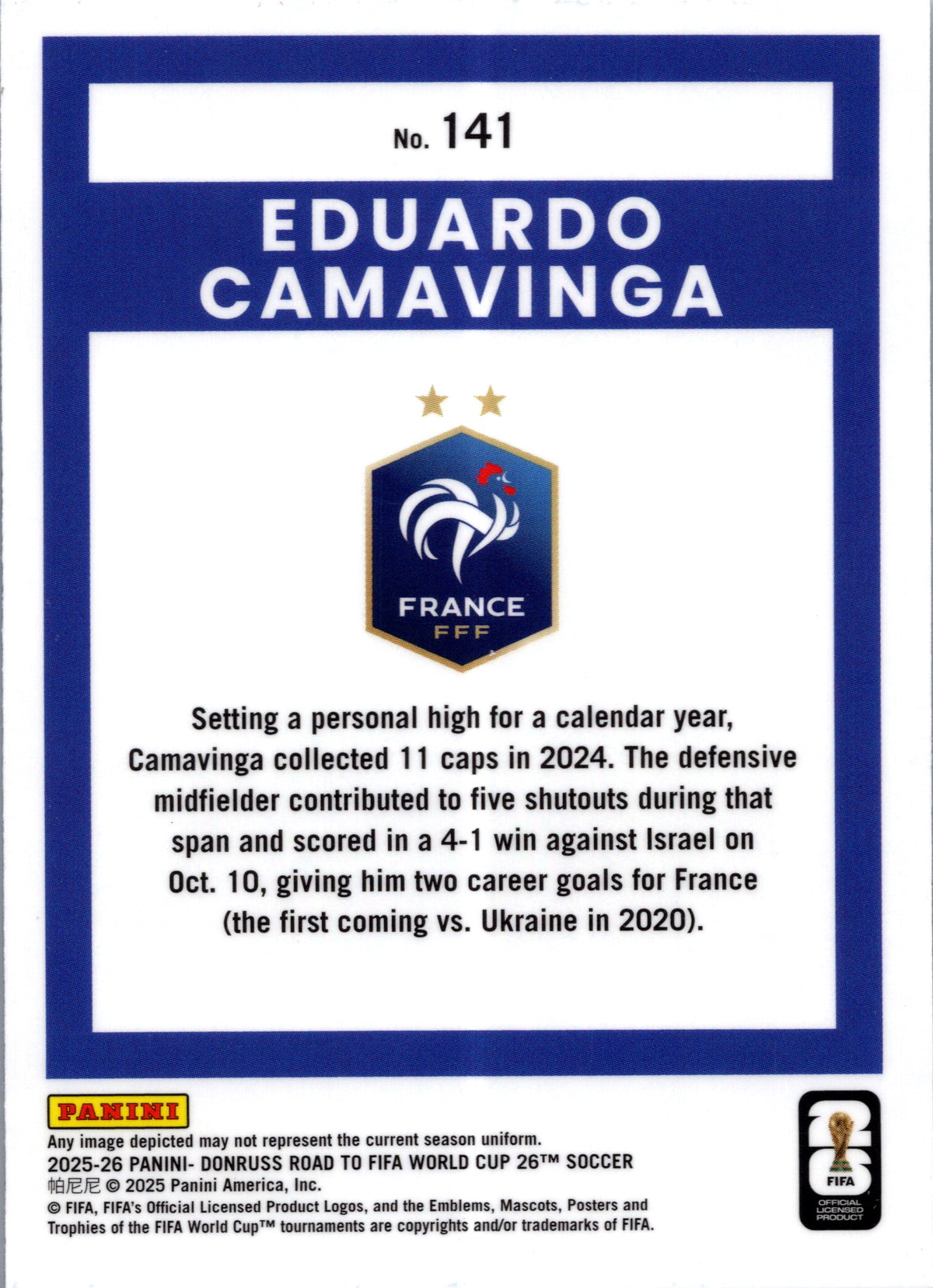 2025 Panini Donruss Optic Road to FIFA World Cup Eduardo Camavinga #141