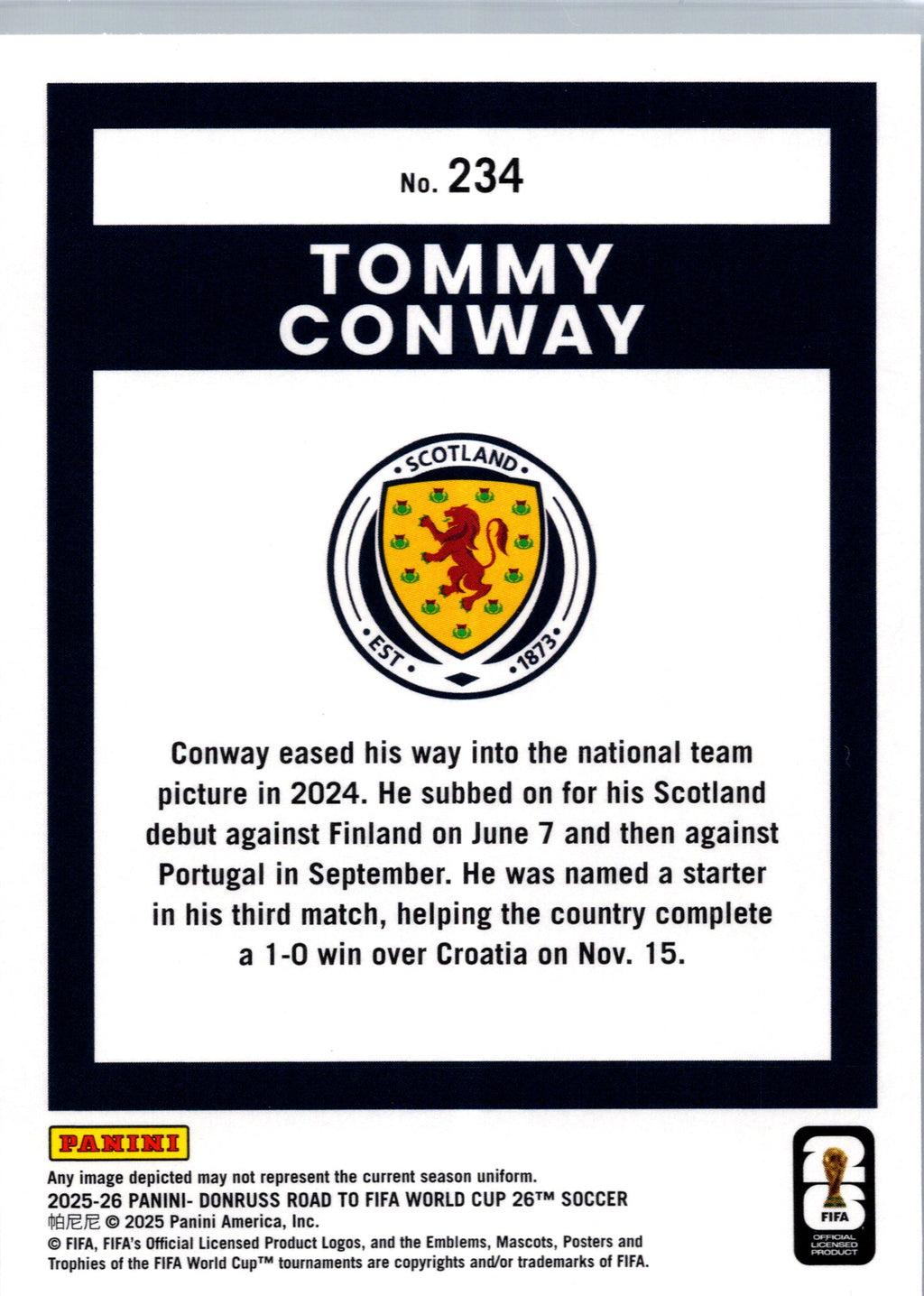 2025 Panini Donruss Road to FIFA World Cup 26 Tommy Conway #234