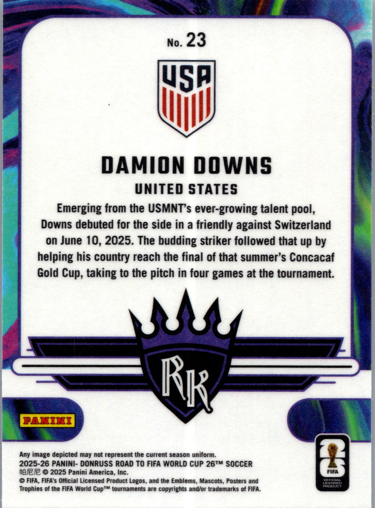 2025 Panini Donruss Road to FIFA World Cup Damion Downs #23 Rookie Kings