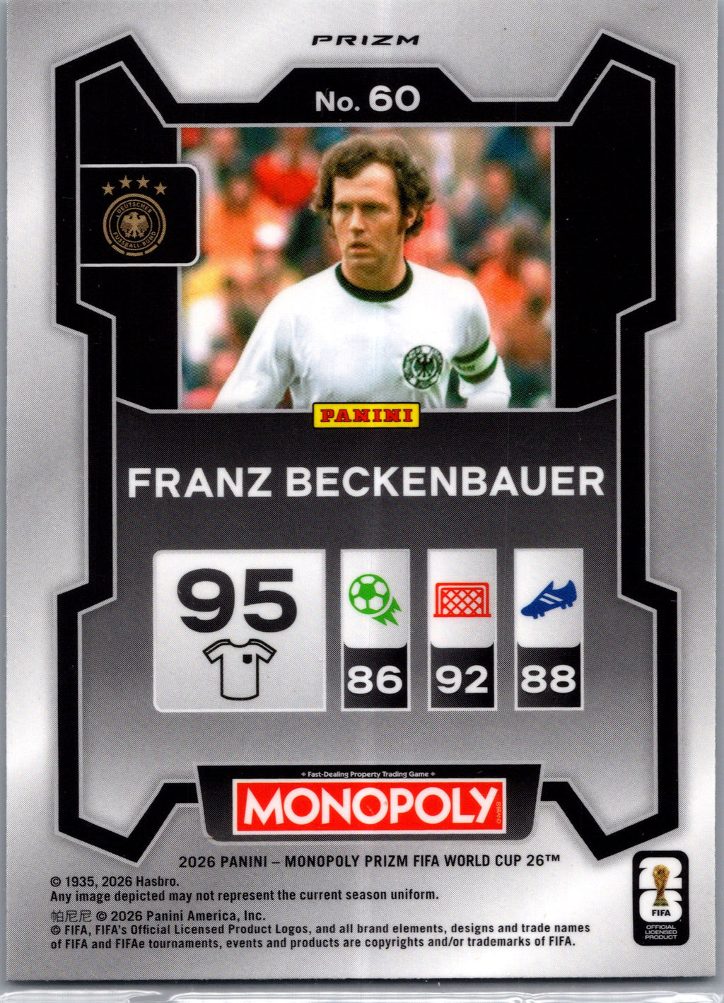 2026 Monopoly Prizm FIFA World Cup 26 Franz Beckenbauer #60 Green Boardwalk
