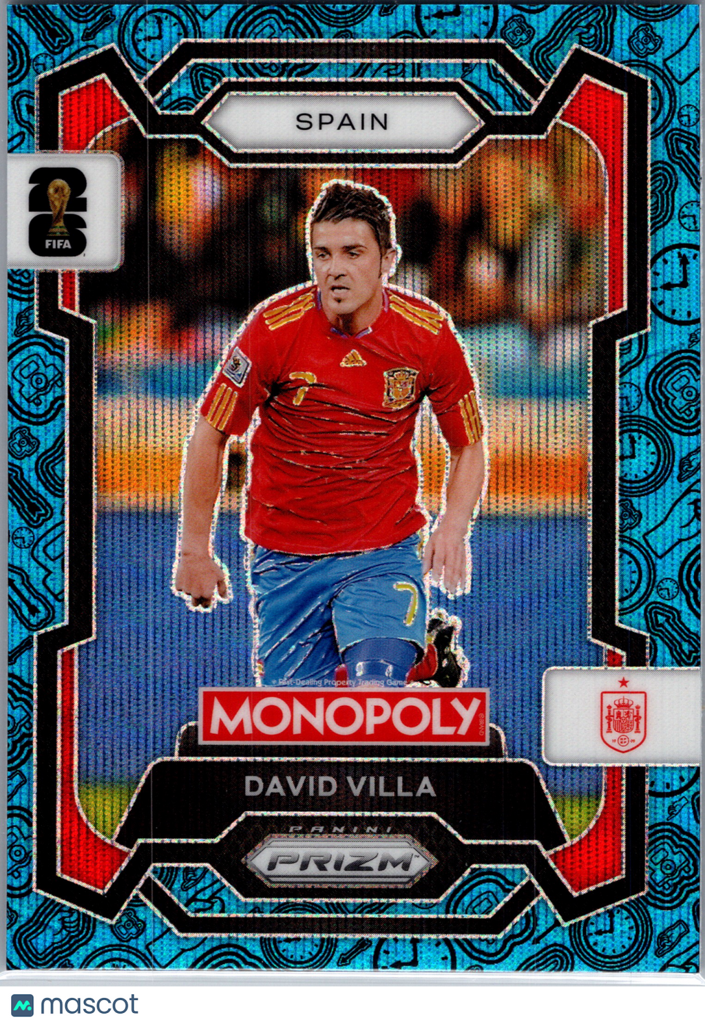 2026 Panini Monopoly Prizm FIFA World Cup 26 David Villa #44 Blue Boardwalk