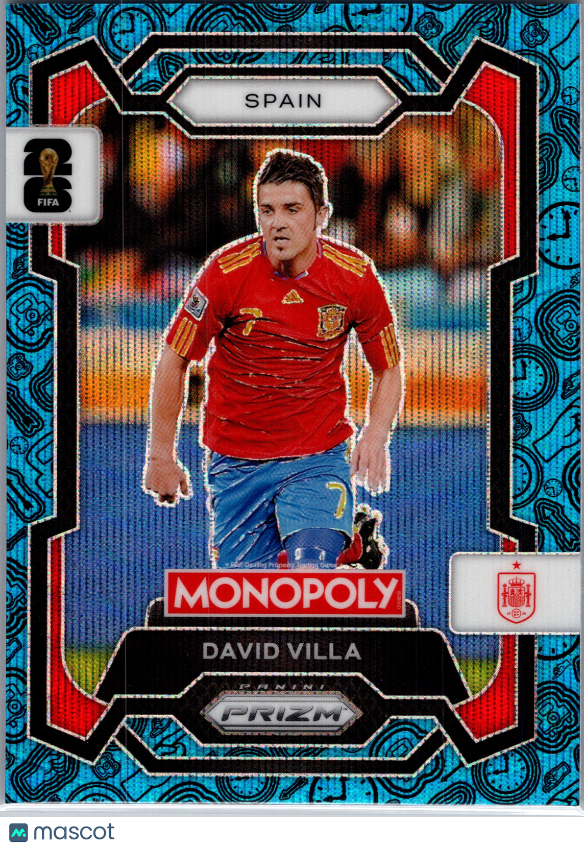 2026 Panini Monopoly Prizm FIFA World Cup 26 David Villa #44 Blue Boardwalk