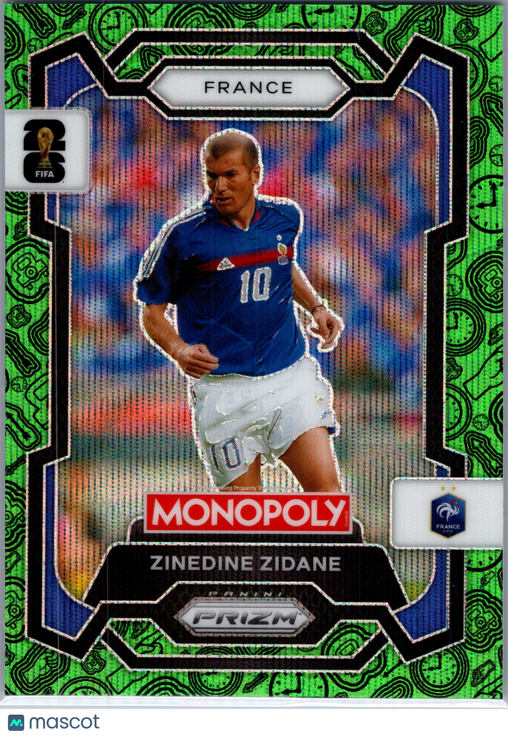 2026 Panini Monopoly Prizm FIFA World Cup 26 Zinedine Zidane #9 Green Boardwalk