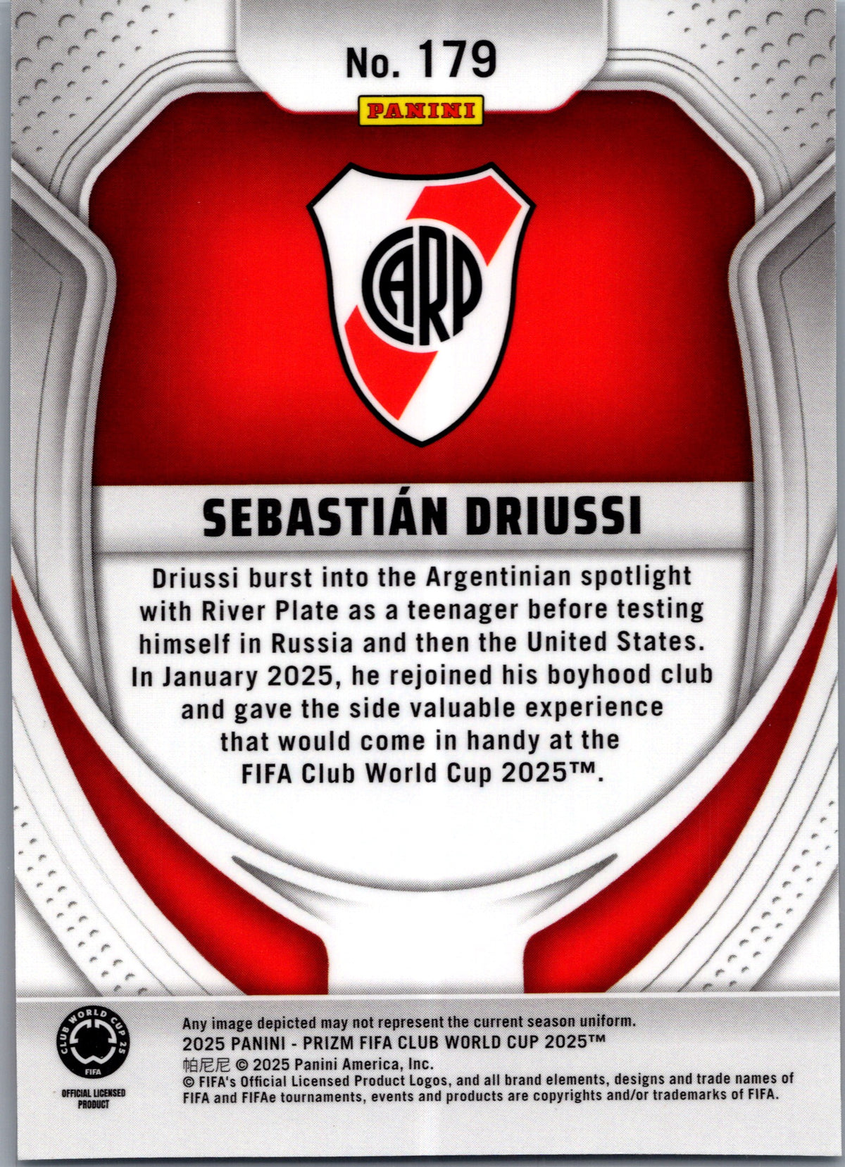 2025 Panini Prizm FIFA Club World Cup Sebastián Driussi #179