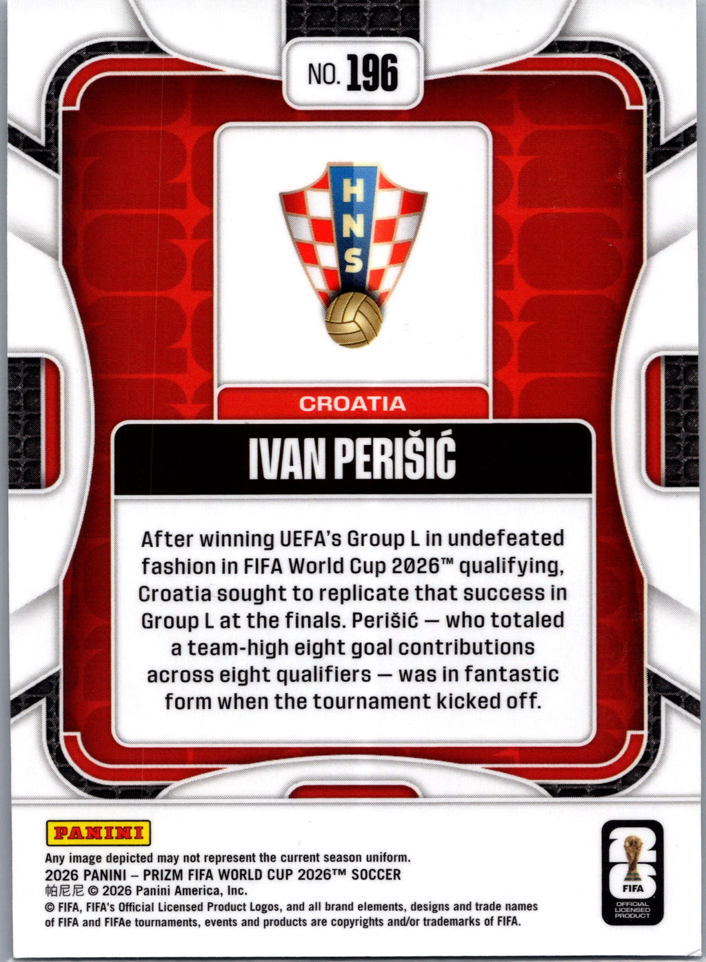 2026 Panini Prizm FIFA World Cup Ivan Perišić #196