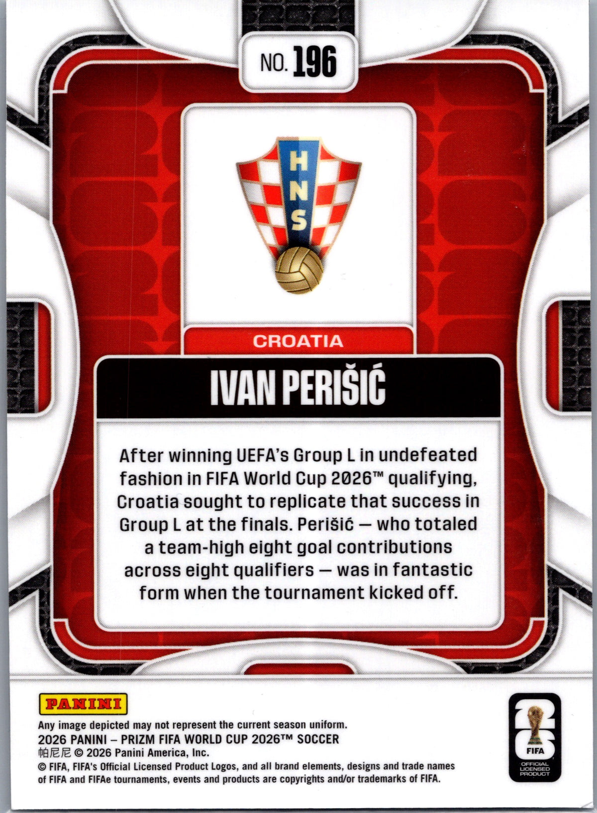 2026 Panini Prizm FIFA World Cup Ivan Perišić #196