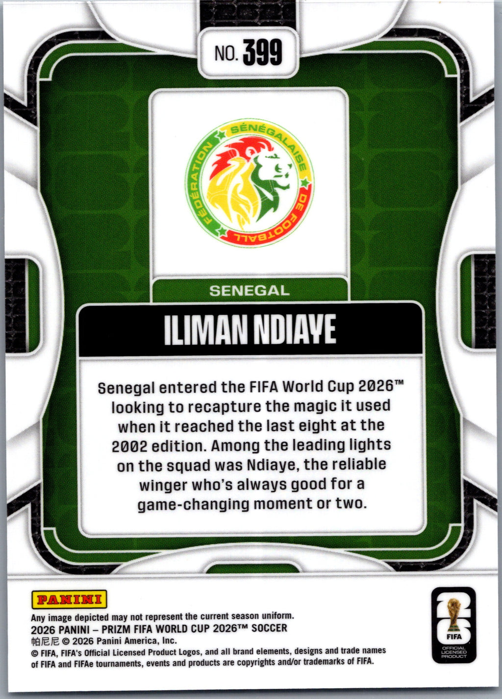 2026 Panini Prizm FIFA World Cup Iliman Ndiaye #399