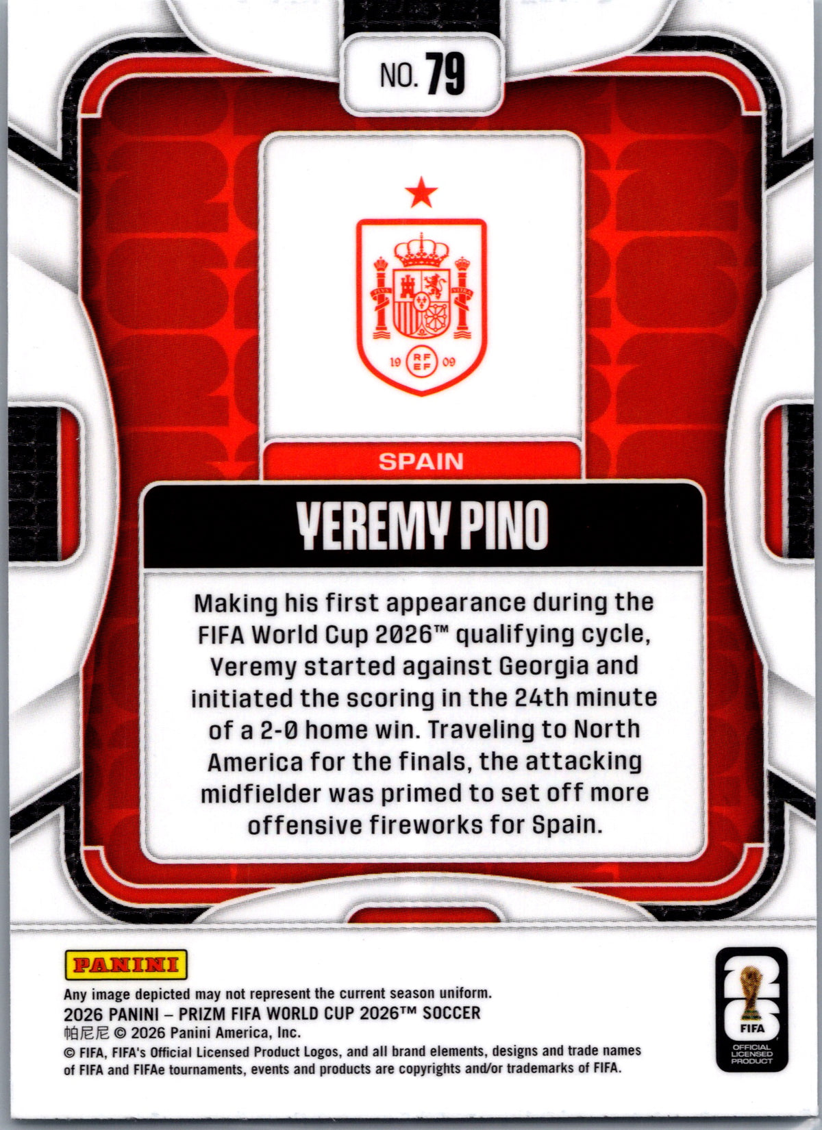 2026 Panini Prizm FIFA World Cup Soccer Yeremy Pino #79