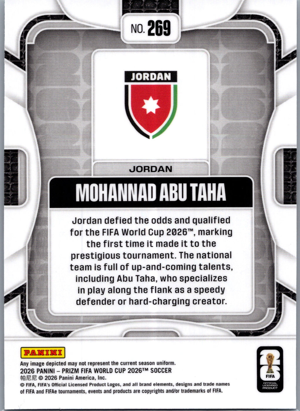 2026 Panini Prizm FIFA World Cup Soccer Mohannad Abu Taha #269 RC