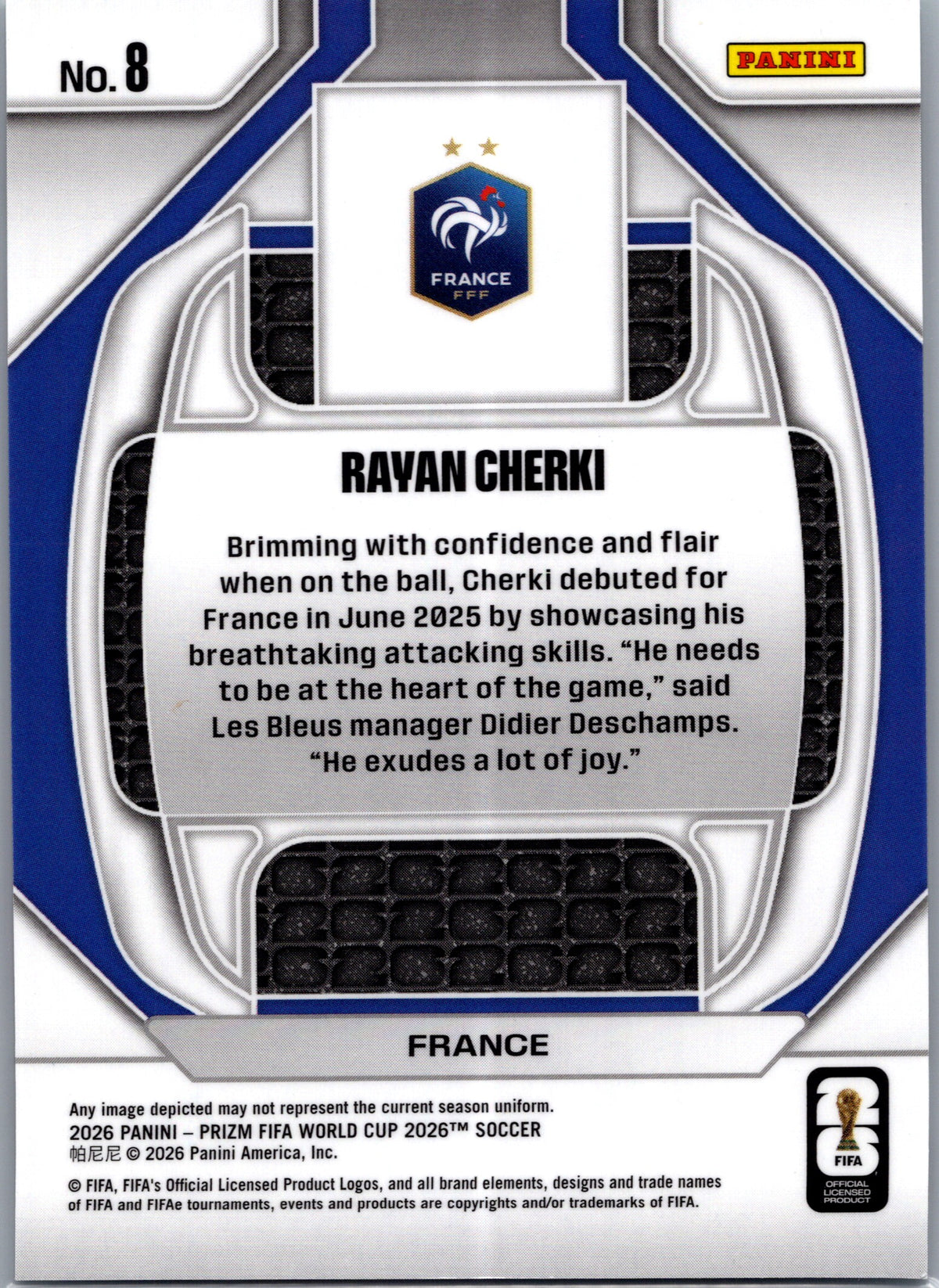 2026 Panini Prizm FIFA World Cup Rayan Cherki #8 Purple