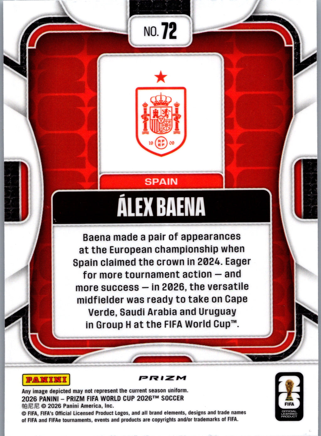2026 Panini Prizm FIFA World Cup Álex Baena #72