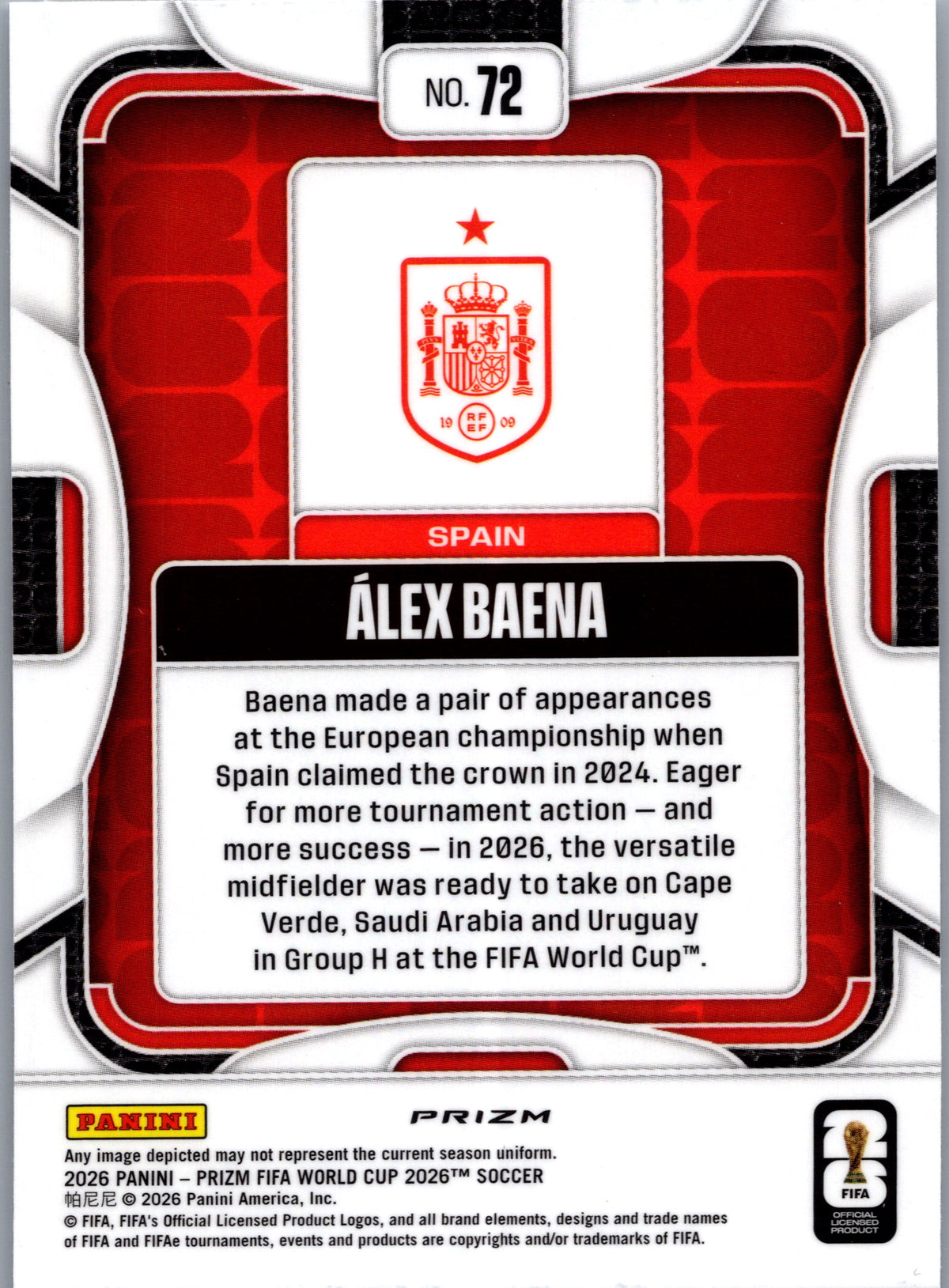 2026 Panini Prizm FIFA World Cup Álex Baena #72